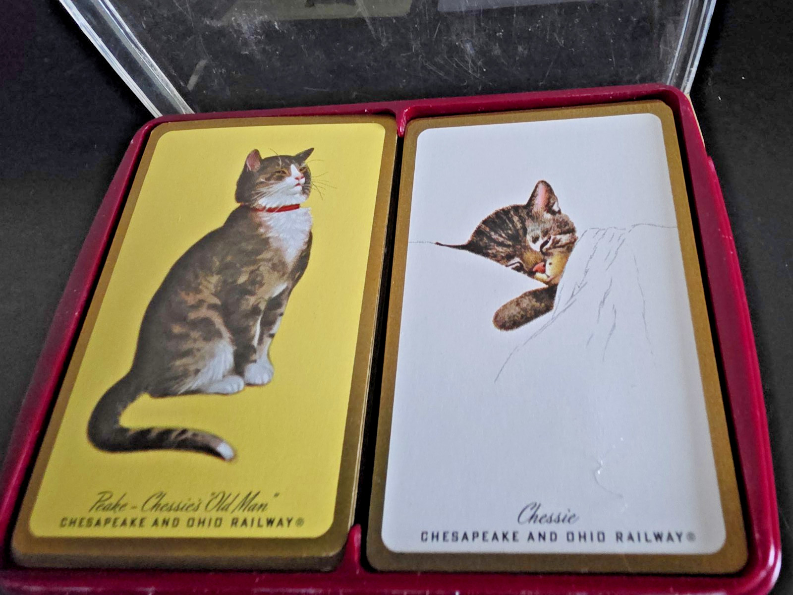 Vintage Chesapeake And Ohio Railway Peake Chessies Playing Cards in Box Cats Vintage Chesapeake And Ohio Railway Peake Chessies Playing Cards in Box Cats