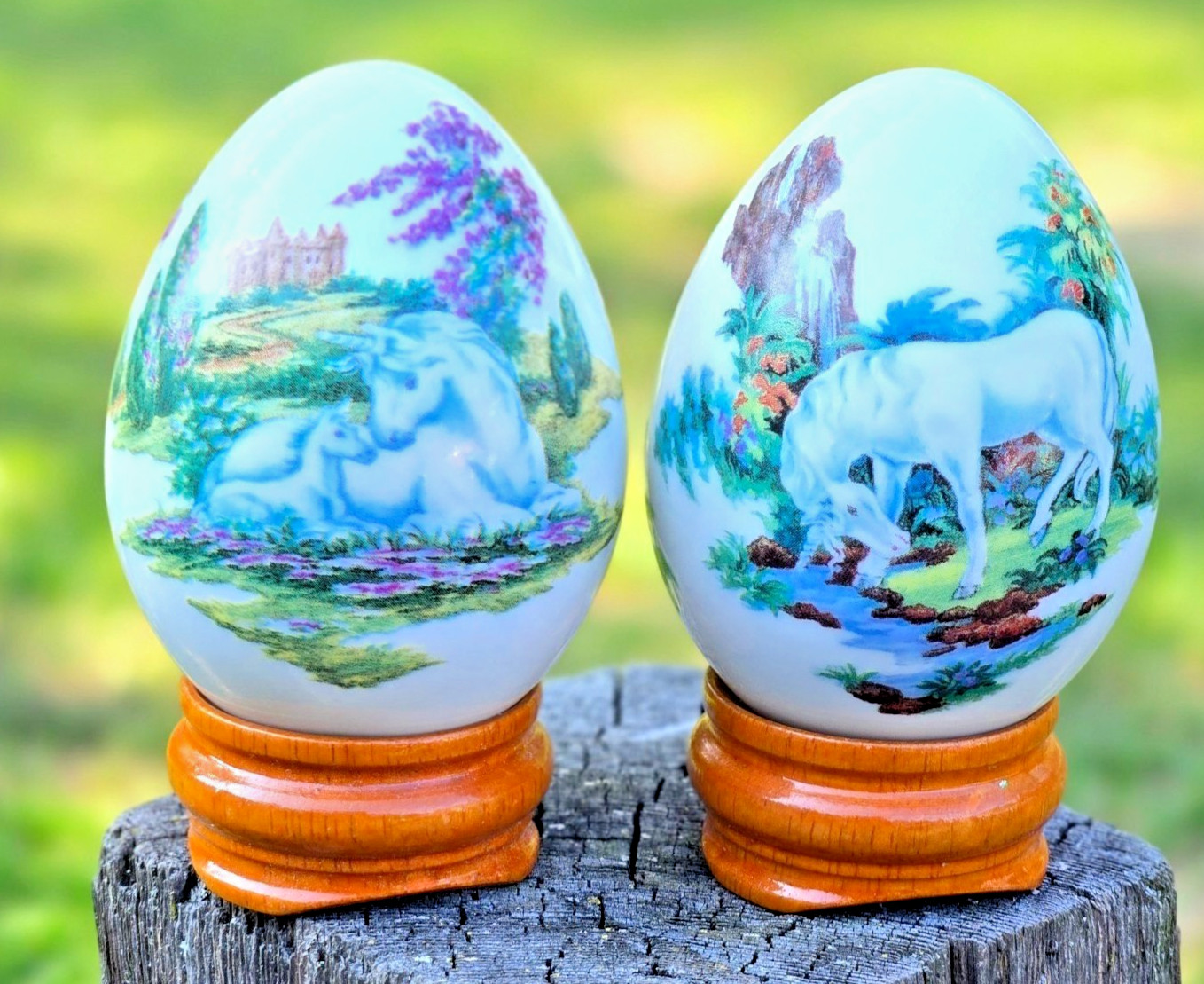Vintage Princeton Gallery Unicorn egg set 1993 Handcrafted w/ Stands Faberge egg Vintage Princeton Gallery Unicorn egg set 1993 Handcrafted w/ Stands Faberge egg