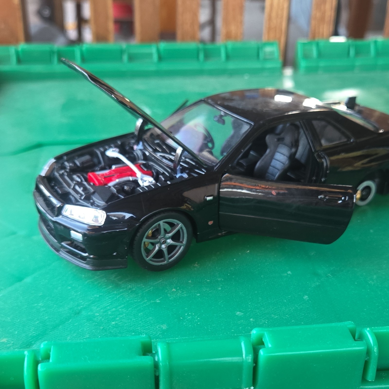 Nissan Skyline GT-R R34 Black Diecast Model Car w/ Opening Hood & Doors Nissan Skyline GT-R R34 Black Diecast Model Car w/ Opening Hood & Doors