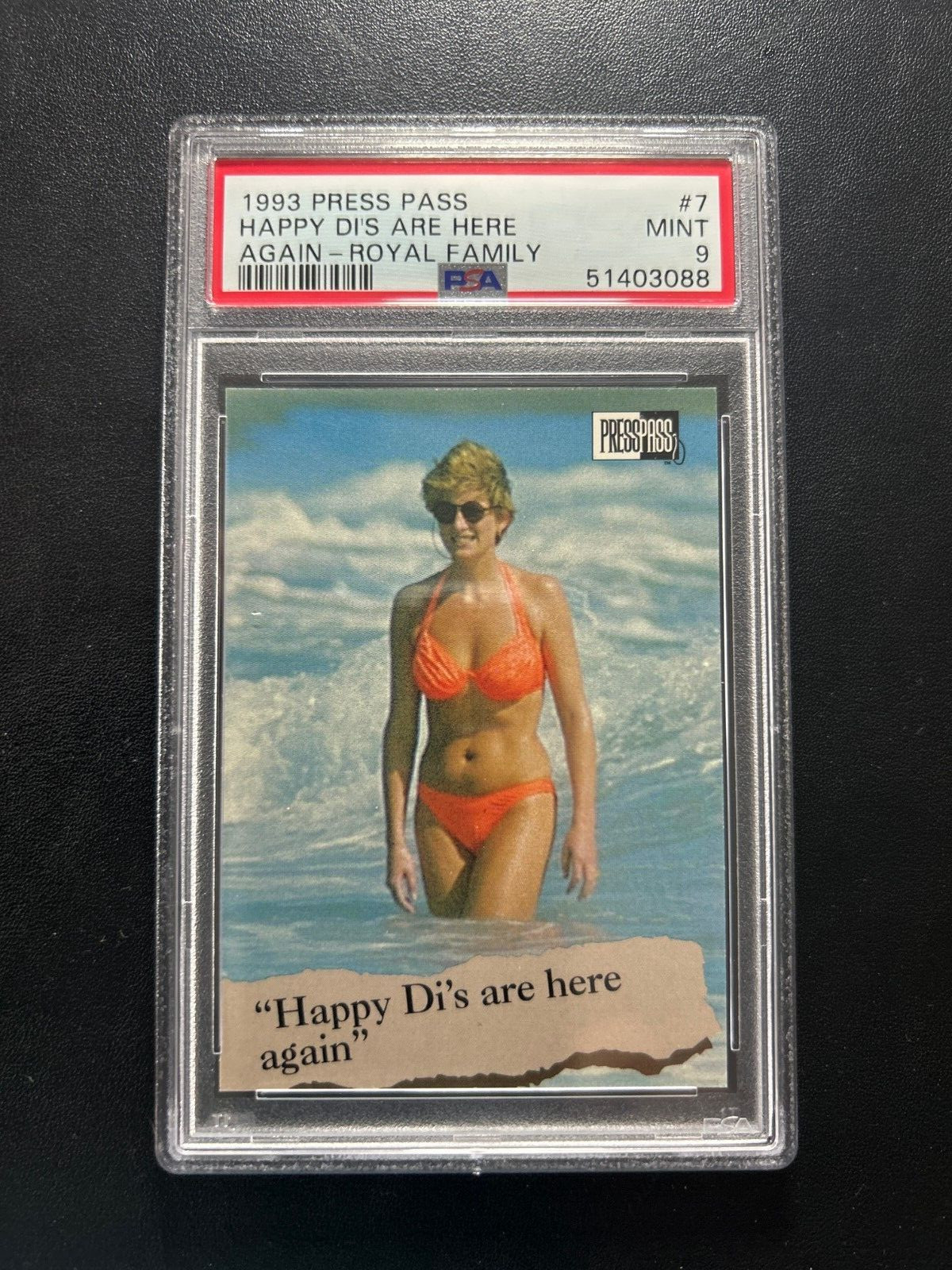 Princess Diana Happy Di's Royal Family 1993 Press Pass #7 PSA Graded Mint "9" 