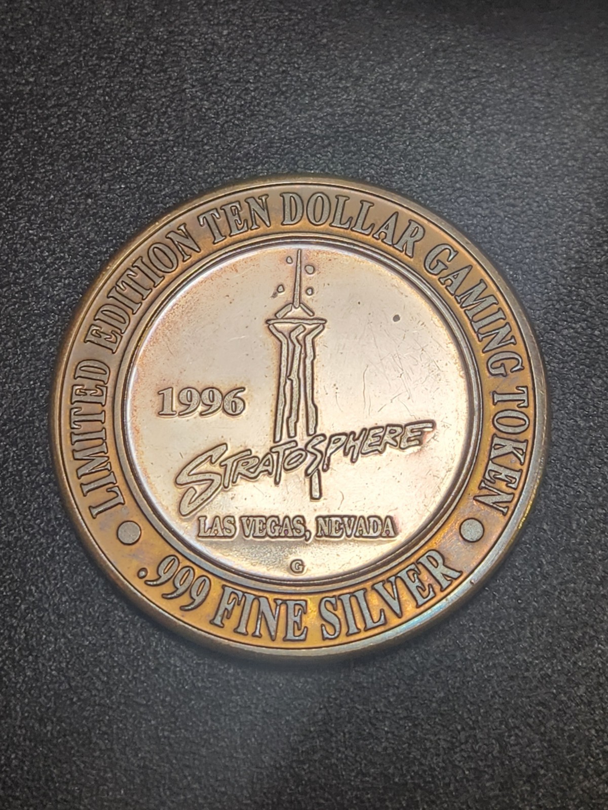 1996 Stratosphere Las Vegas NV $10 Gaming Token .999 Fine Silver US Coin C72