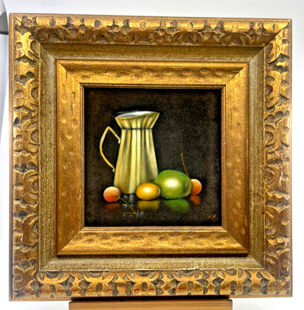 VTG MCM Black Velvet Still Life 1969 Mid Century Miniature Painting Signed Large VTG MCM Black Velvet Still Life 1969 Mid Century Miniature Painting Signed Large