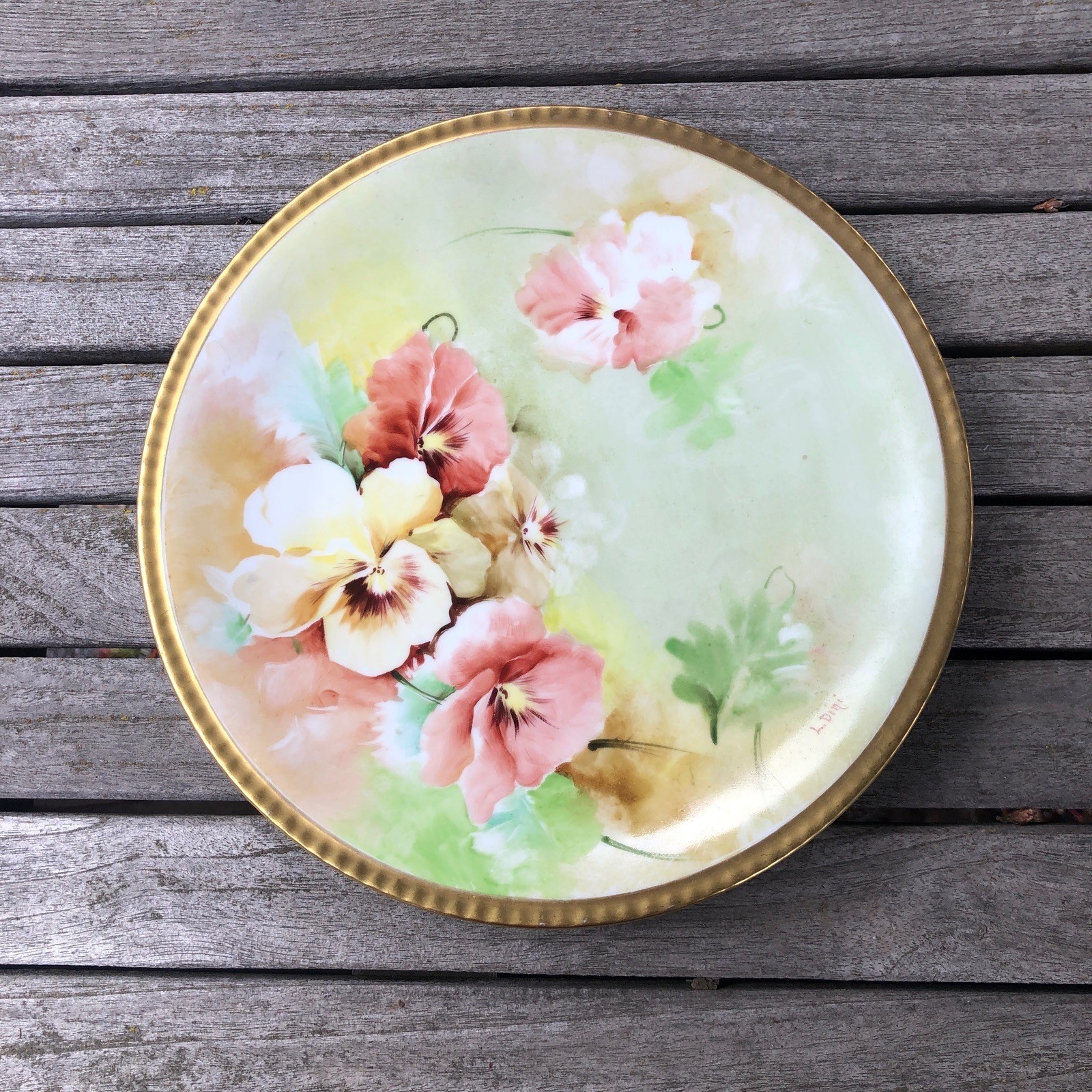 Richard Ginori Plate Italian Hand Painted Pansy Porcelain Artist Signed L. Dini Richard Ginori Plate Italian Hand Painted Pansy Porcelain Artist Signed L. Dini