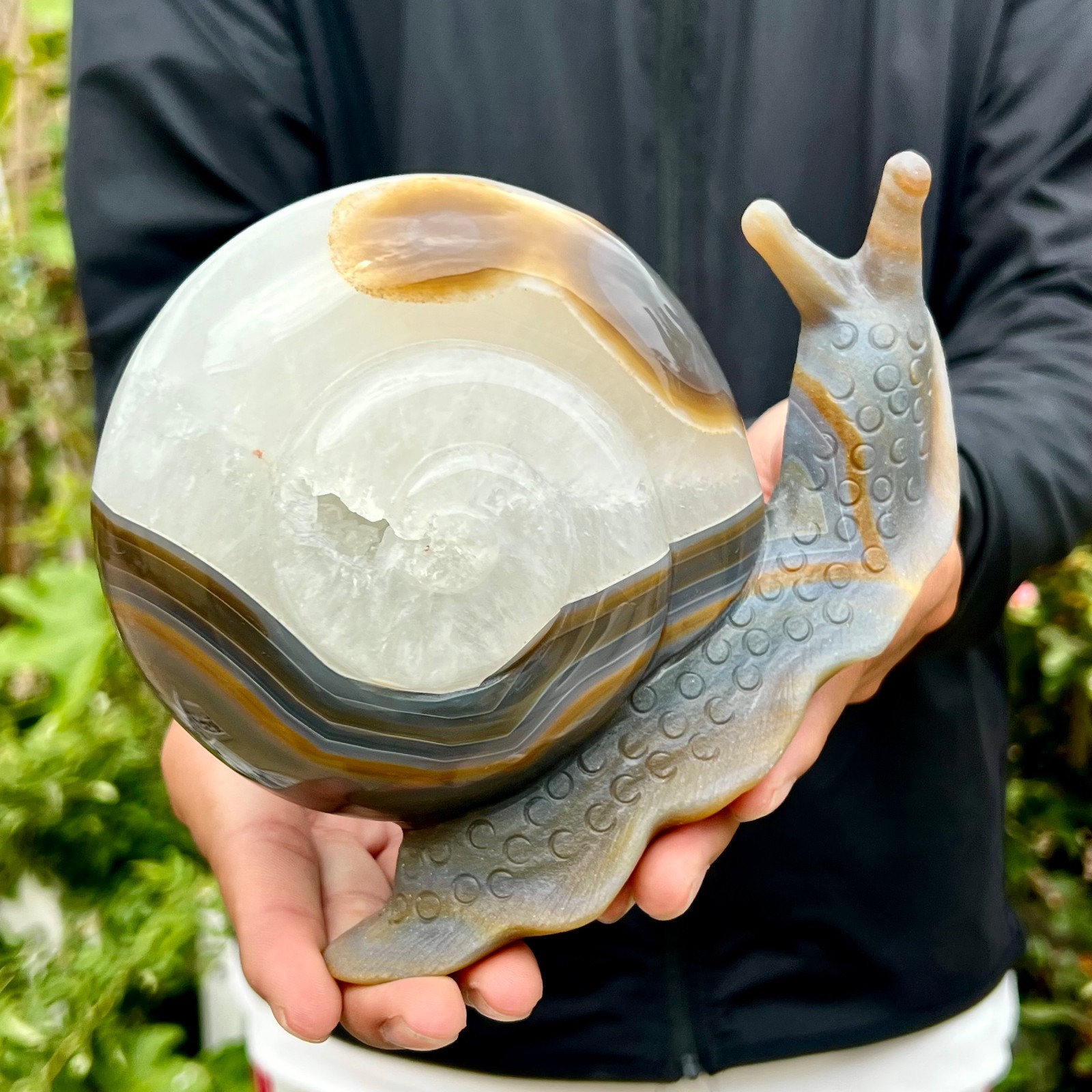 2.4LB Hand Carved Agate Amethyst Druzy Snail Crystal Animal Statue Healing 2.4LB Hand Carved Agate Amethyst Druzy Snail Crystal Animal Statue Healing