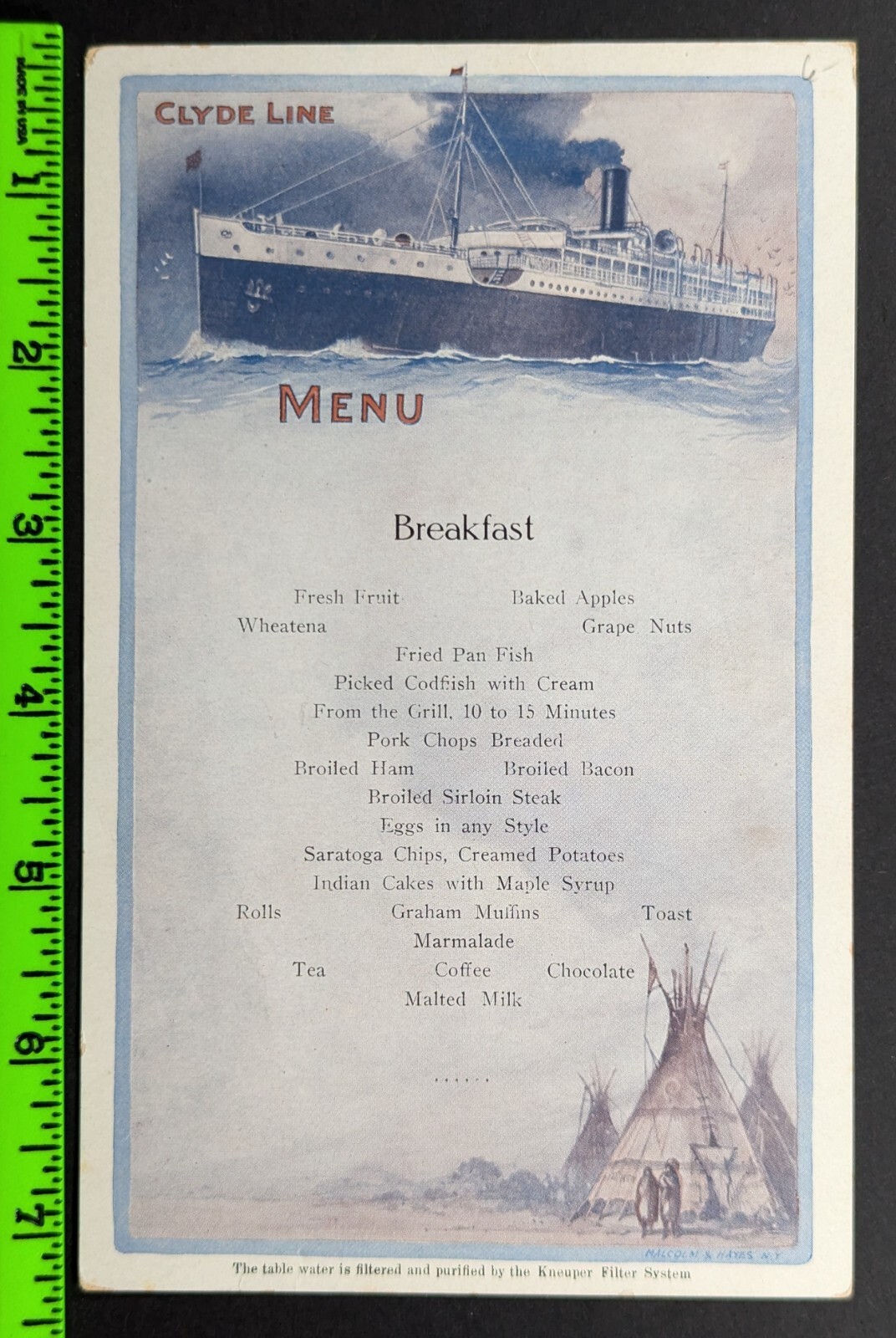 Vintage Clyde Line Cruise Ship Breakfast Food Menu Vintage Clyde Line Cruise Ship Breakfast Food Menu
