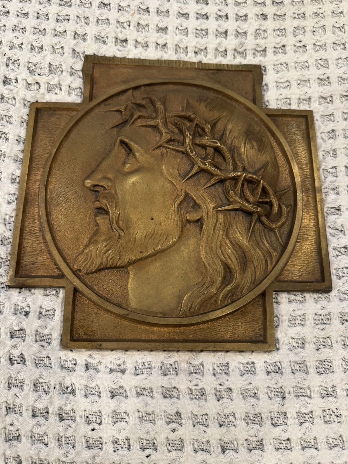 Vintage Art Deco French Bronze Signed M. Thomas of Ecce Homo (Jesus Crown of Tho Vintage Art Deco French Bronze Signed M. Thomas of Ecce Homo (Jesus Crown of Tho