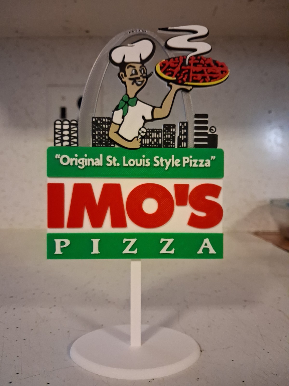 IMO'S  🍕 PIZZA 🍕 Restaurant. St Louis Missouri Mini Display Sign Diorama 7.5" 