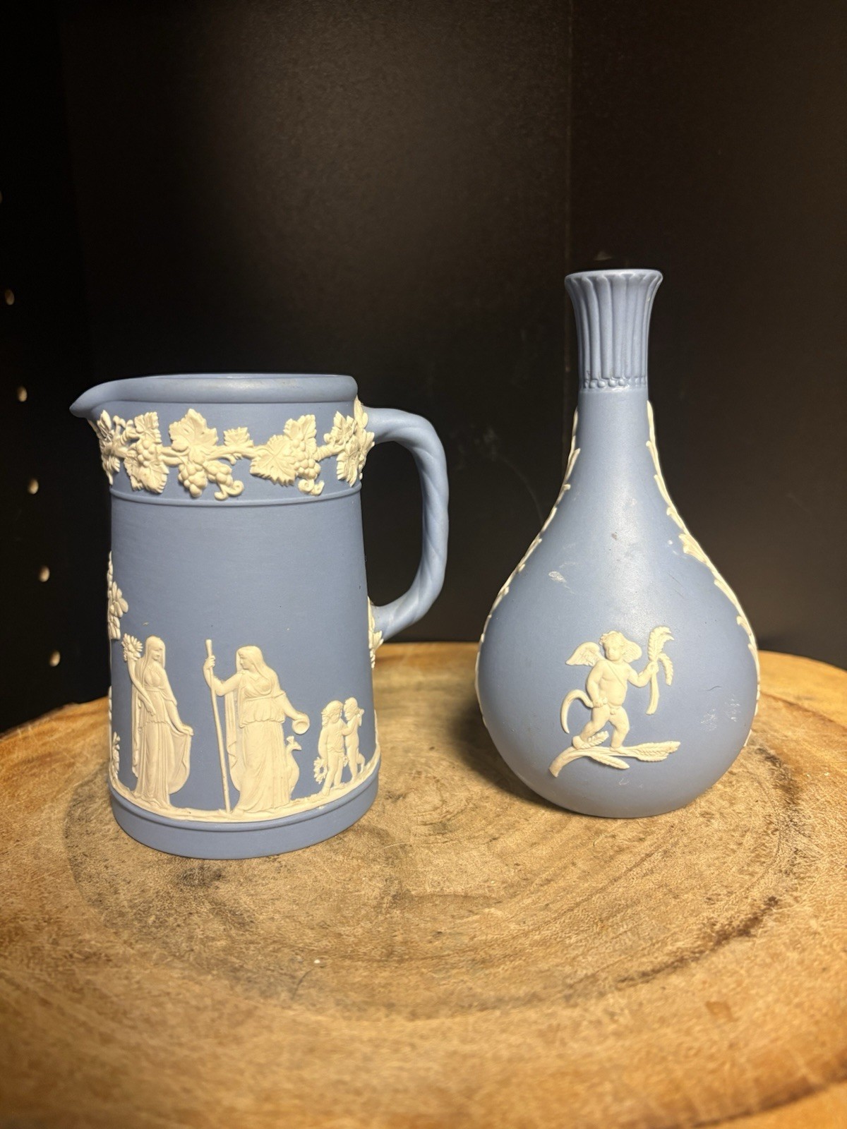 Vintage Wedgwood Light Blue "Sacrifice" Jasperware set Pitcher Bud vase Vintage Wedgwood Light Blue "Sacrifice" Jasperware set Pitcher Bud vase