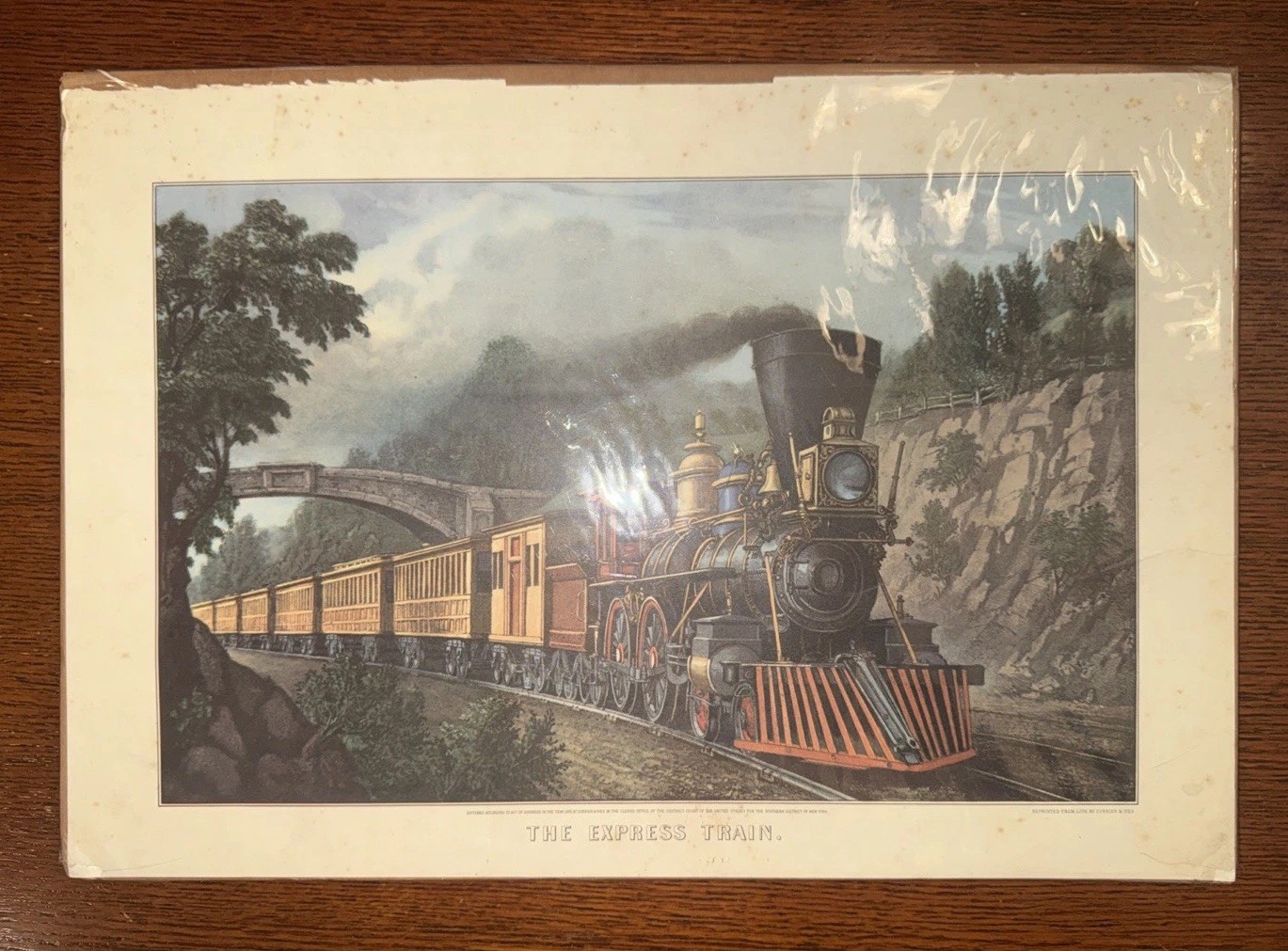 1961 Currier and Ives 1870’s Original “The Express Train” Lithograph 1961 Currier and Ives 1870’s Original “The Express Train” Lithograph