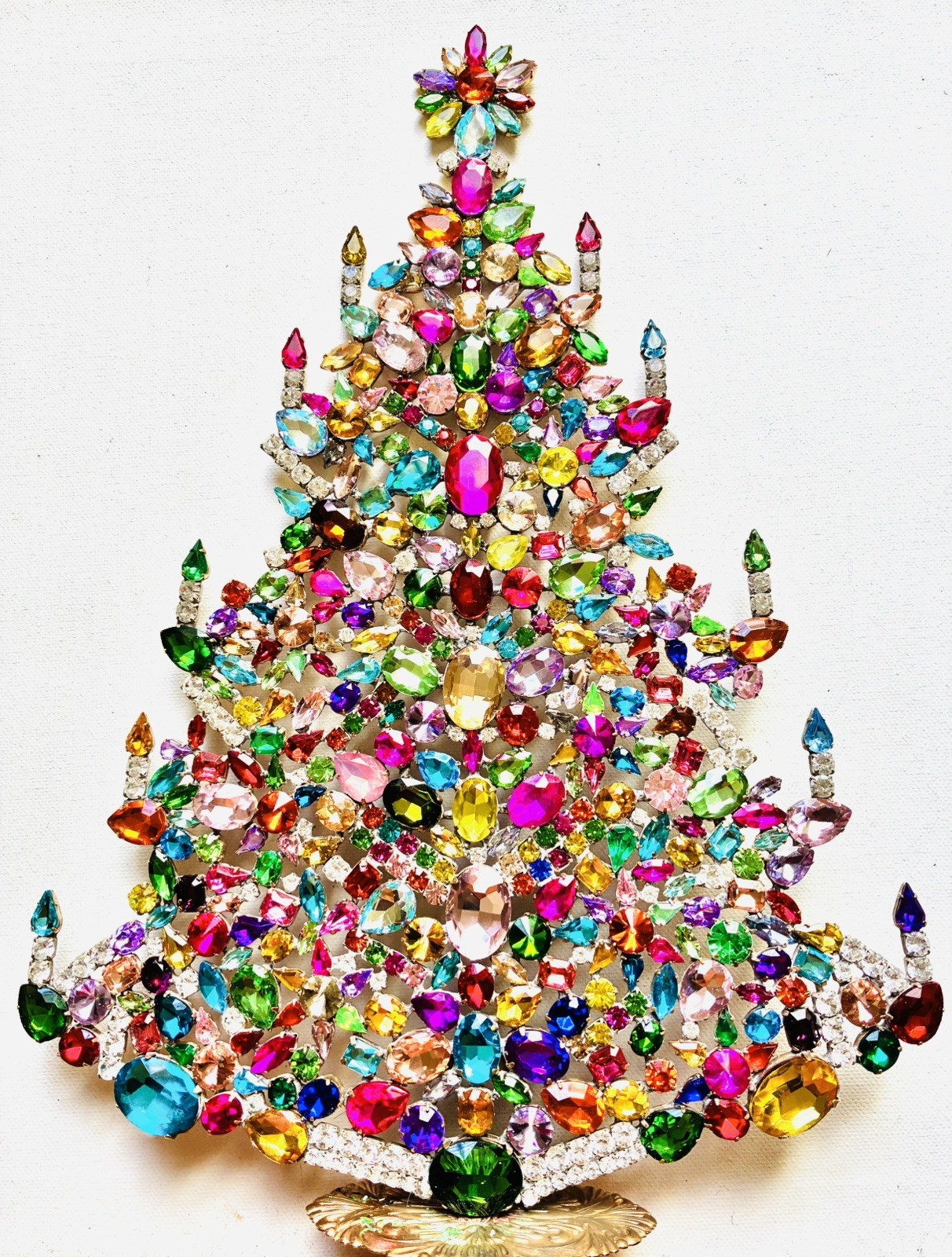 RHINESTONE CHRISTMAS TREE STAND CZECH VINTAGE ESTATE JEWELLERY GABLONZ RHINESTONE CHRISTMAS TREE STAND CZECH VINTAGE ESTATE JEWELLERY GABLONZ