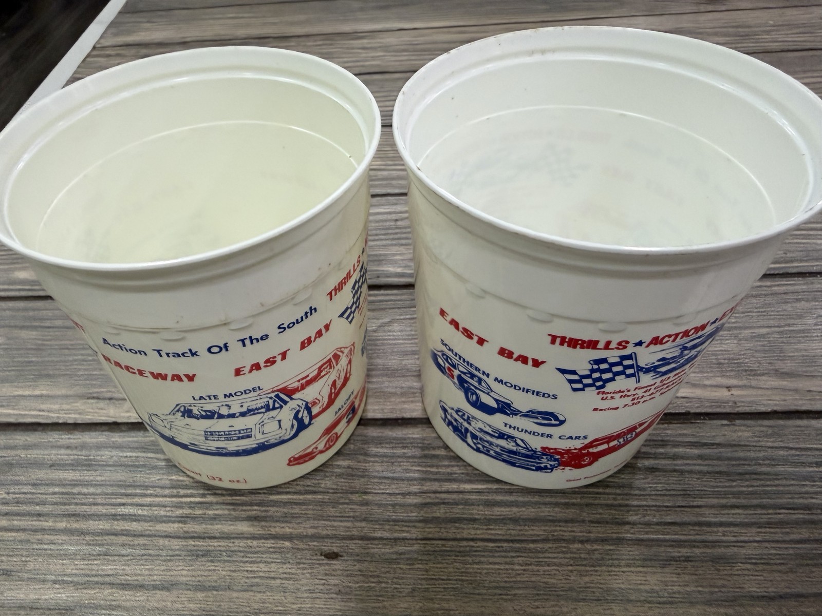 Vintage 1983 East Bay Raceway Park Dirt Track Racing Promotional Cups Set of 2 Vintage 1983 East Bay Raceway Park Dirt Track Racing Promotional Cups Set of 2