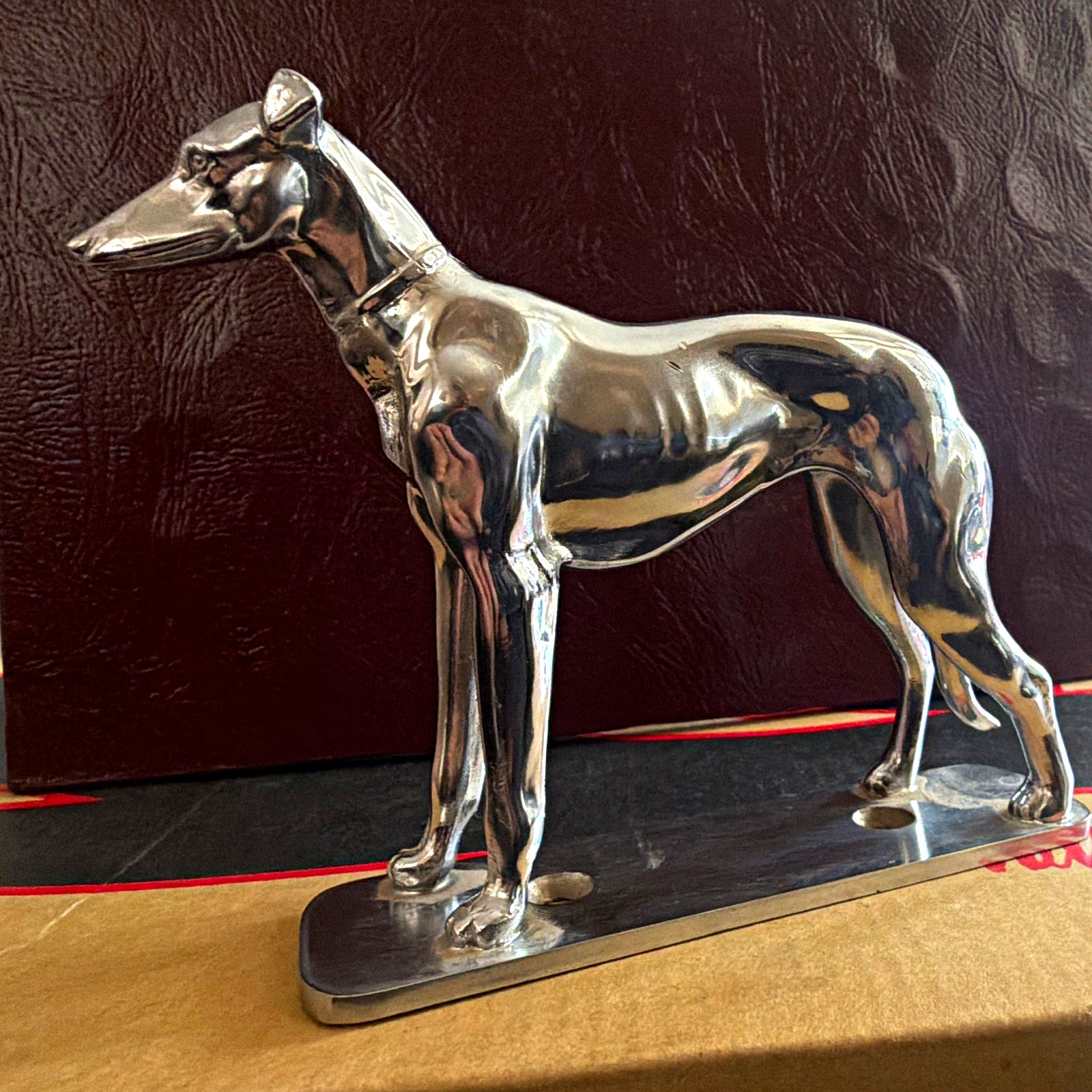 Vintage Art Deco Chrome Standing Greyhound / Whippet Mascot Vintage Art Deco Chrome Standing Greyhound / Whippet Mascot