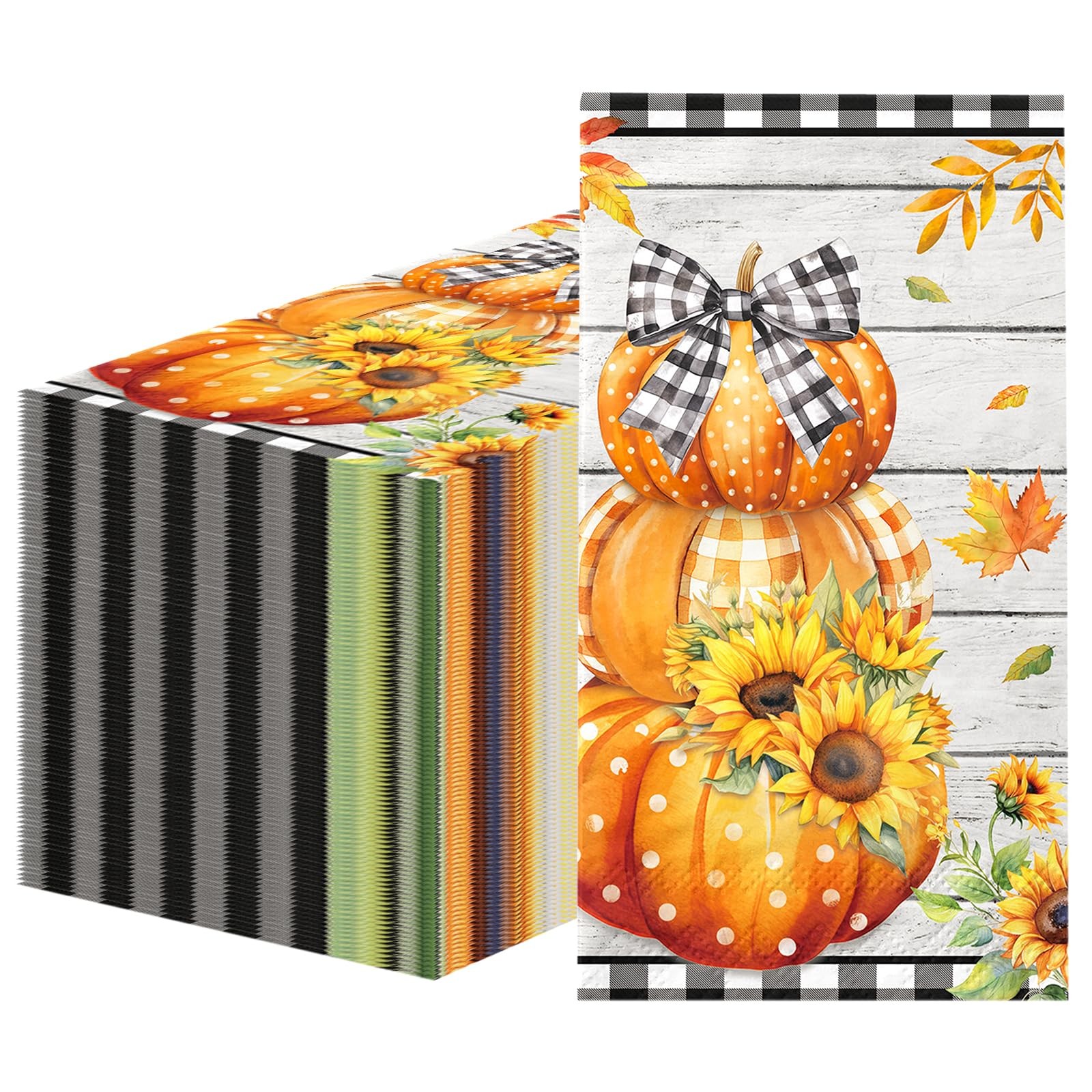100Pcs Fall Pumpkin Paper Napkin,Black and White 12.9x15.7 inches, Multicolor 100Pcs Fall Pumpkin Paper Napkin,Black and White 12.9x15.7 inches, Multicolor