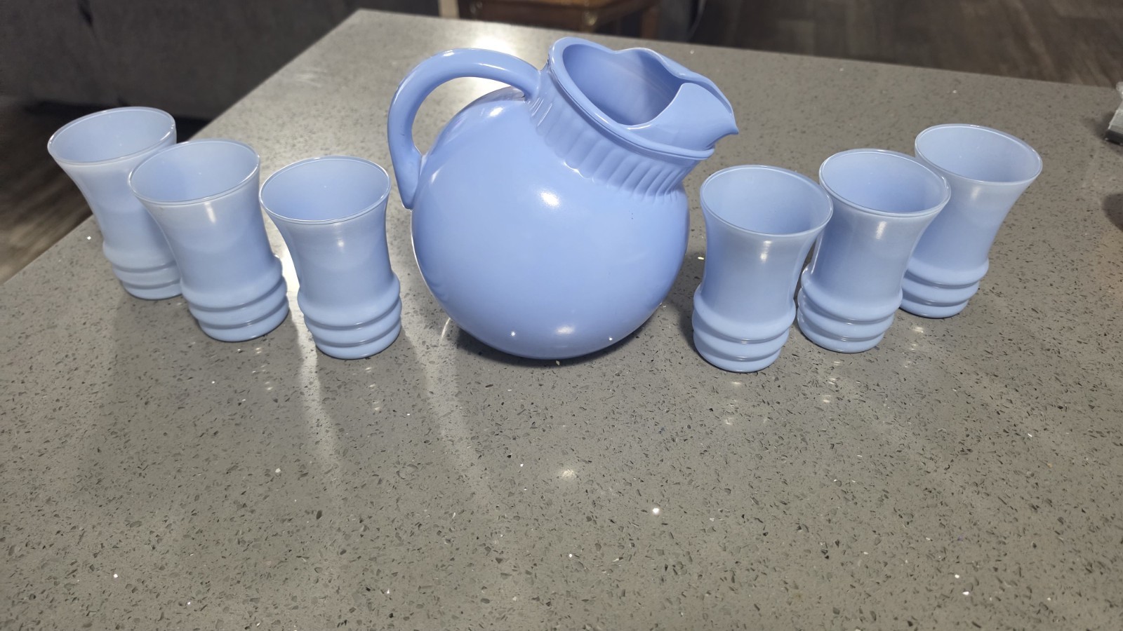 vintage mid century anchor hochking pastel pitcher set