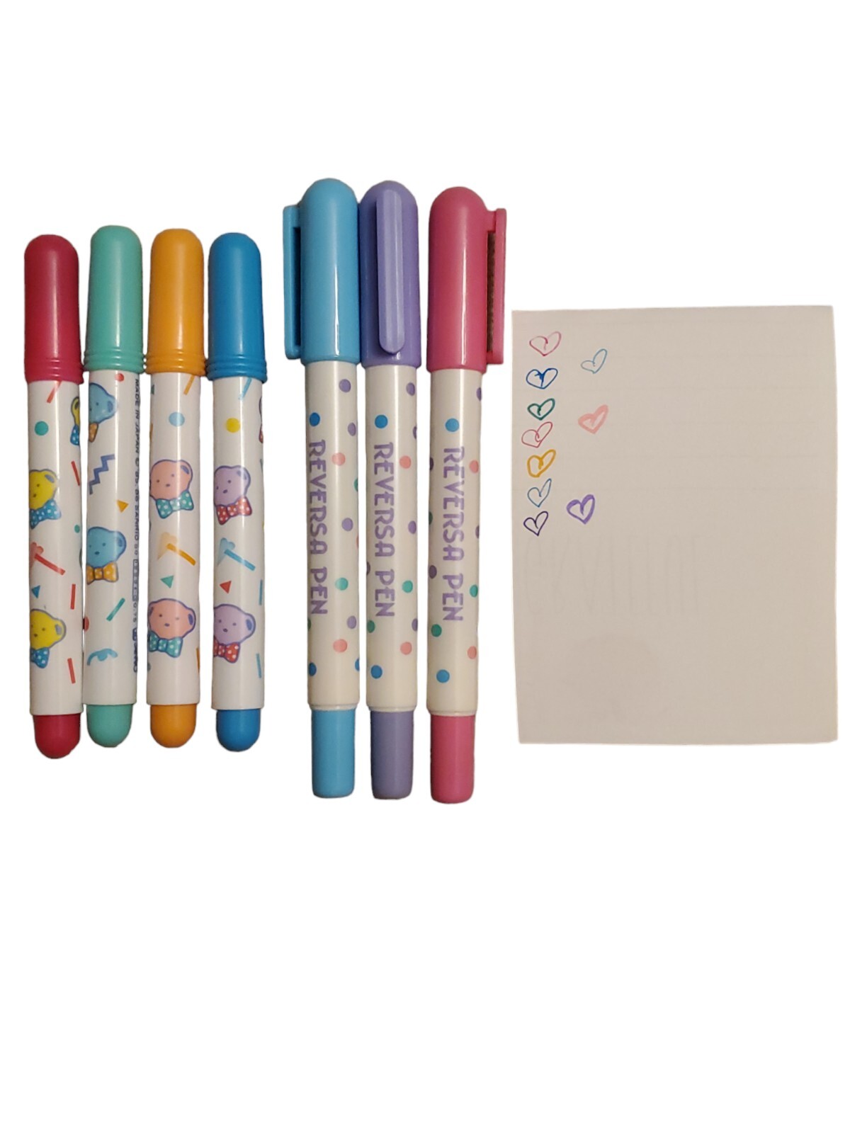 Vintage 1984 1986 Sanrio Hello Kitty Bear Markers Reversa Pen Set Of 7 ALL WORK Vintage 1984 1986 Sanrio Hello Kitty Bear Markers Reversa Pen Set Of 7 ALL WORK