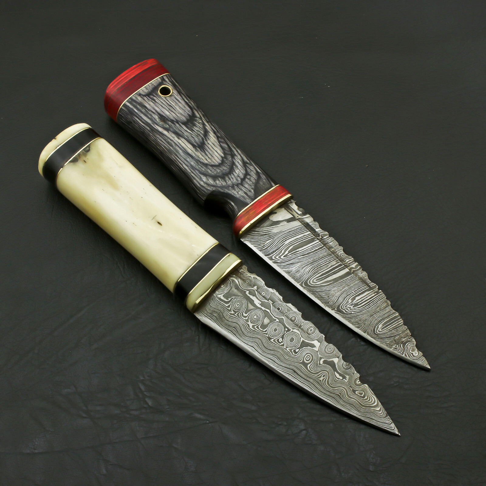 LOT OF 2 Custom Handmade Damascus Steel Sgian Dubh Scottish Dirk Knife ...