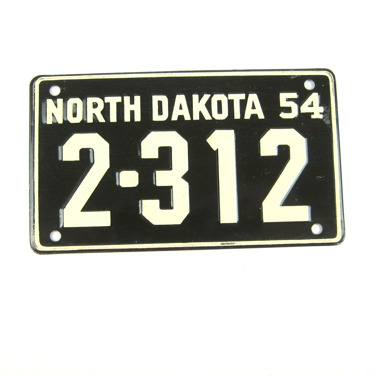 Vintage 1954 Wheaties Cereal North Dakota Metal Bicycle License Plate 2-312