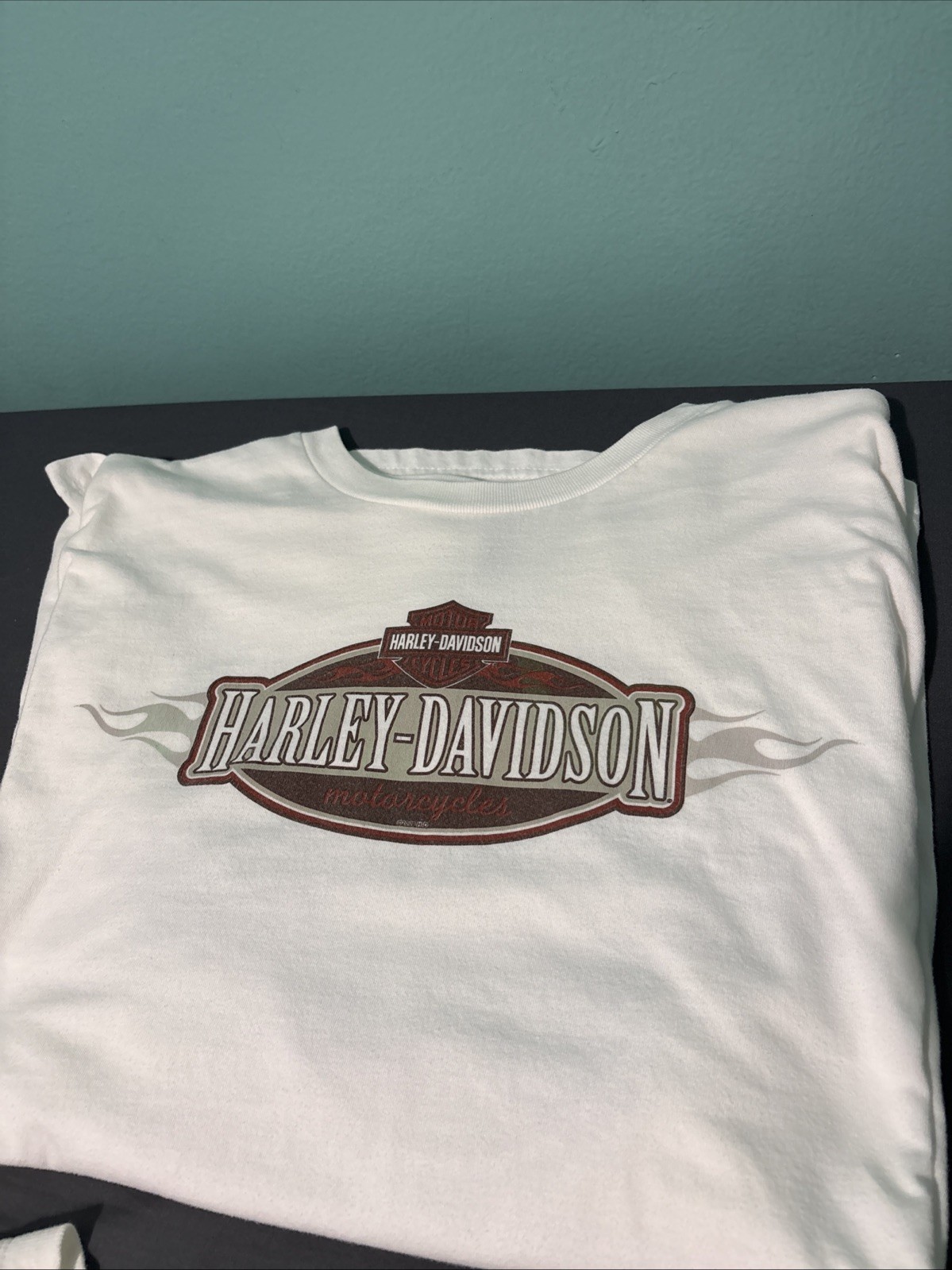 VTG Y2K Harley Davidson Flame Sleeve Shirt White Long Sleeve A.D. Farrow 2XL