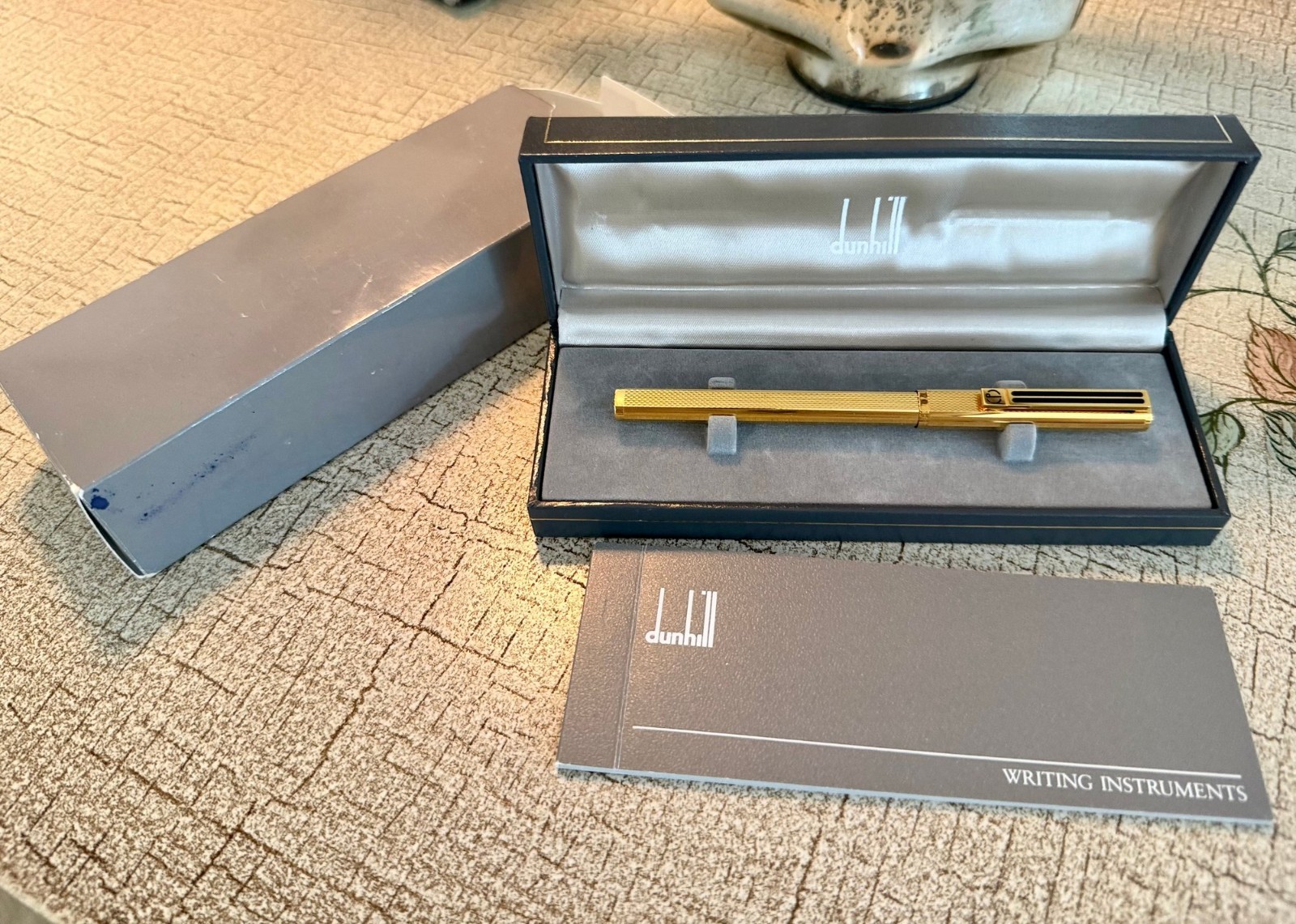 Rare Dunhill Gemline Rollerball Pen Gold Barleycorn Made In England Double Strip Rare Dunhill Gemline Rollerball Pen Gold Barleycorn Made In England Double Strip