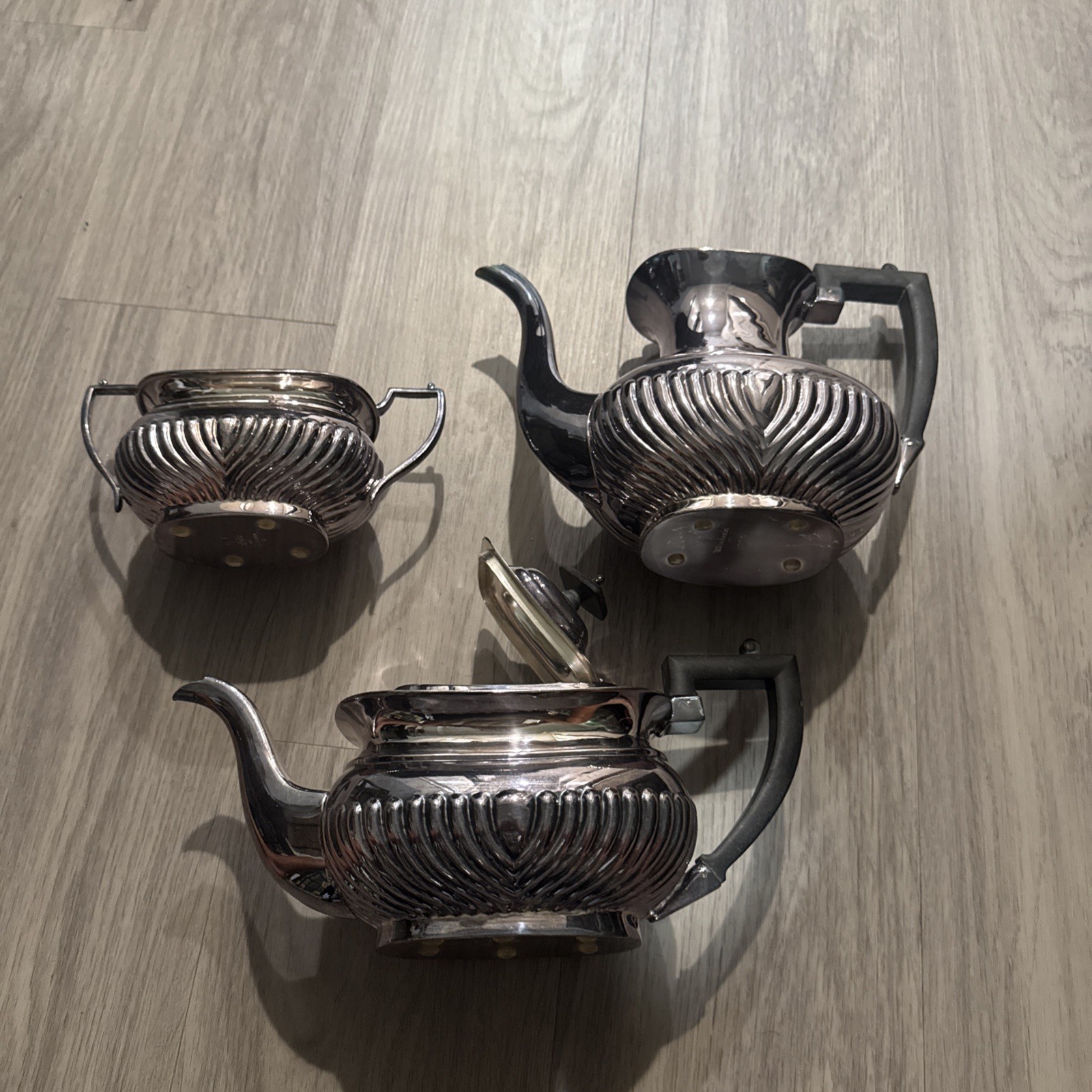 3 Piece Vtg Winchester EPNS Silver Plated Tea Set: Pot, Sugar Bowl & Creamer 3 Piece Vtg Winchester EPNS Silver Plated Tea Set: Pot, Sugar Bowl & Creamer