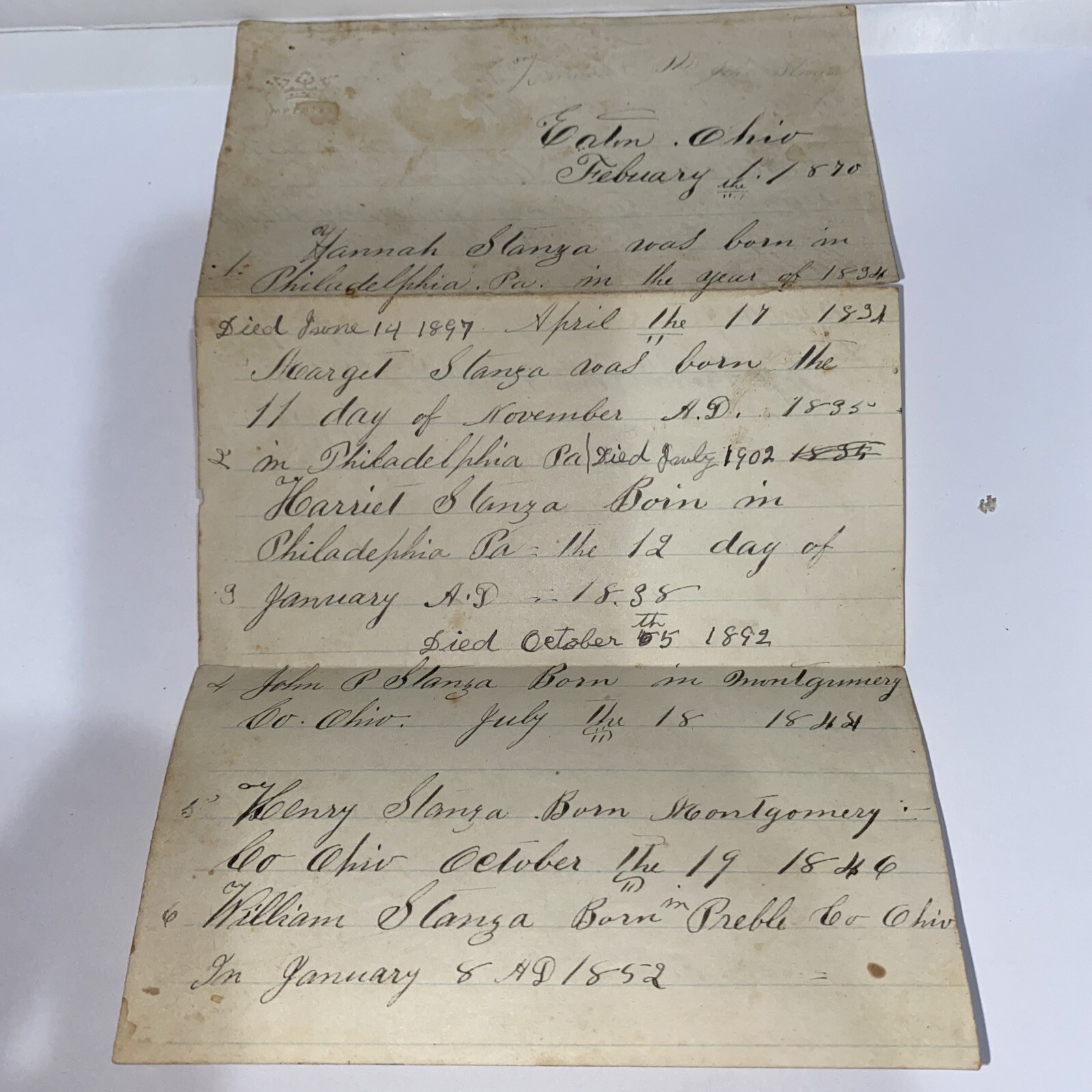 Letter Dated February 1, 1870 B Letter Dated February 1, 1870 B