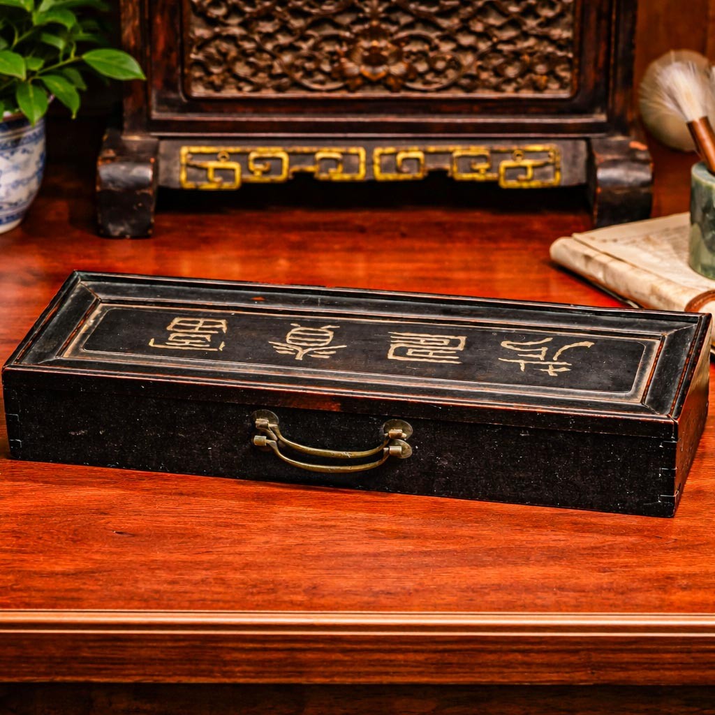 Beautiful Chinese Antique Prayer Scroll Wood Keepsake Box Culture Asian Beautiful Chinese Antique Prayer Scroll Wood Keepsake Box Culture Asian