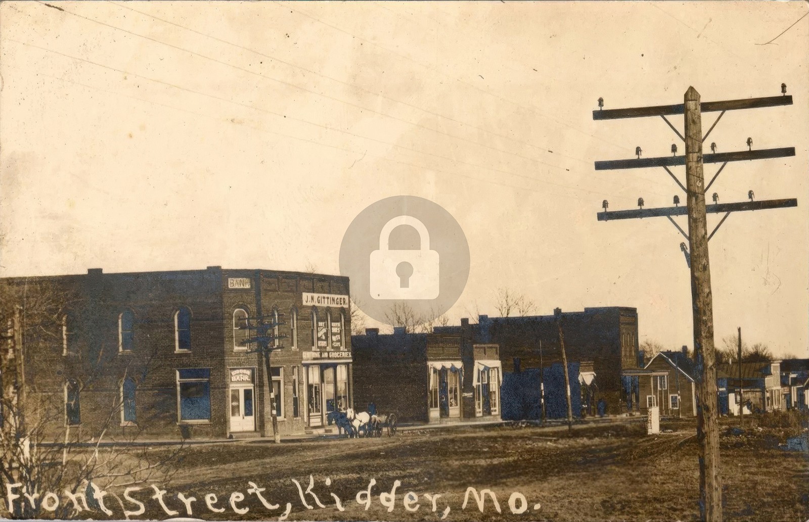 c1907 Kidder MO Bank Gittinger Clothing & Groceries RPPC Photo Postcard Copy c1907 Kidder MO Bank Gittinger Clothing & Groceries RPPC Photo Postcard Copy