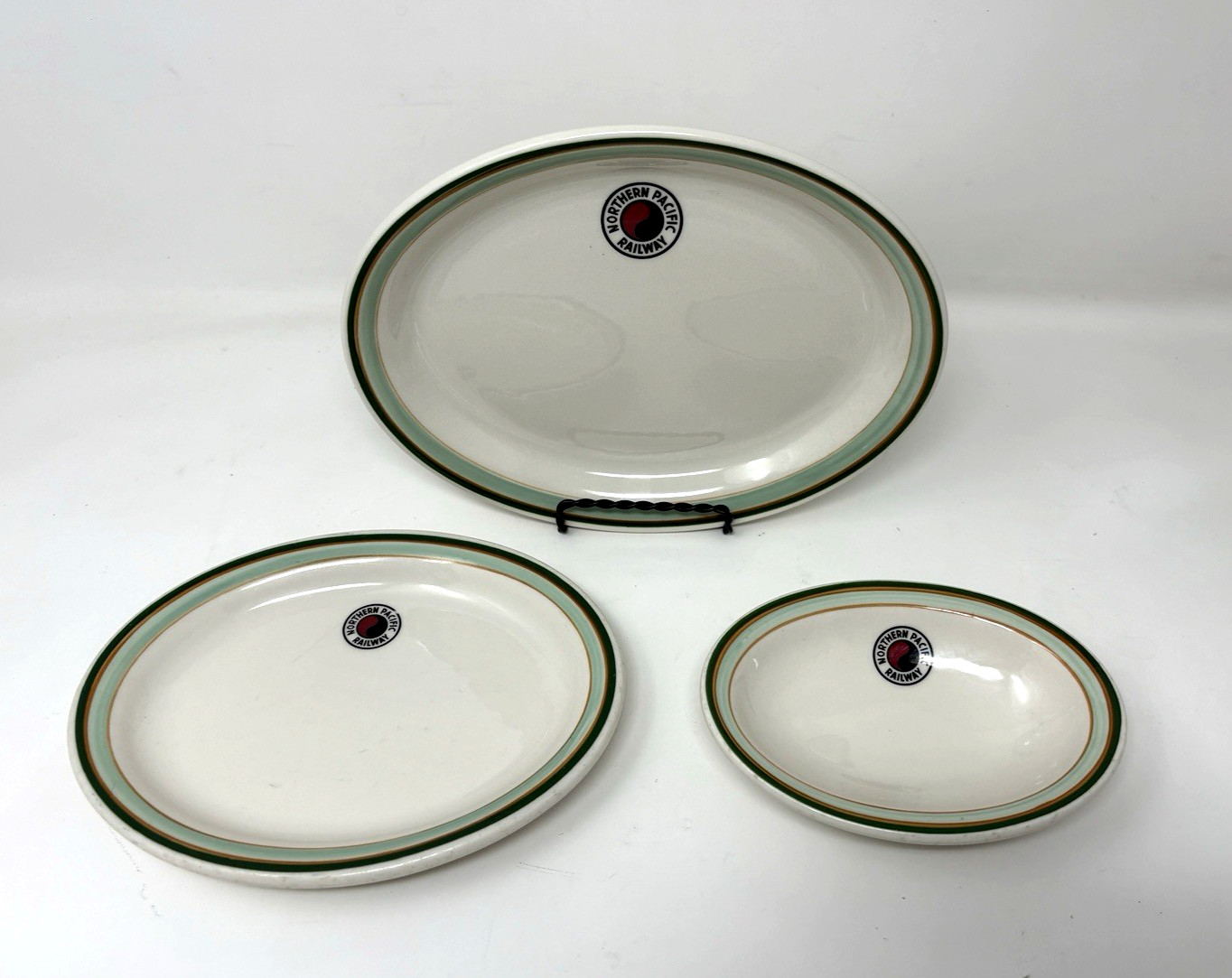 Vtg Northern Pacific Railway MONAD Oval Plates Bowl 3 Pc Lot Shenango Yin Yang Vtg Northern Pacific Railway MONAD Oval Plates Bowl 3 Pc Lot Shenango Yin Yang