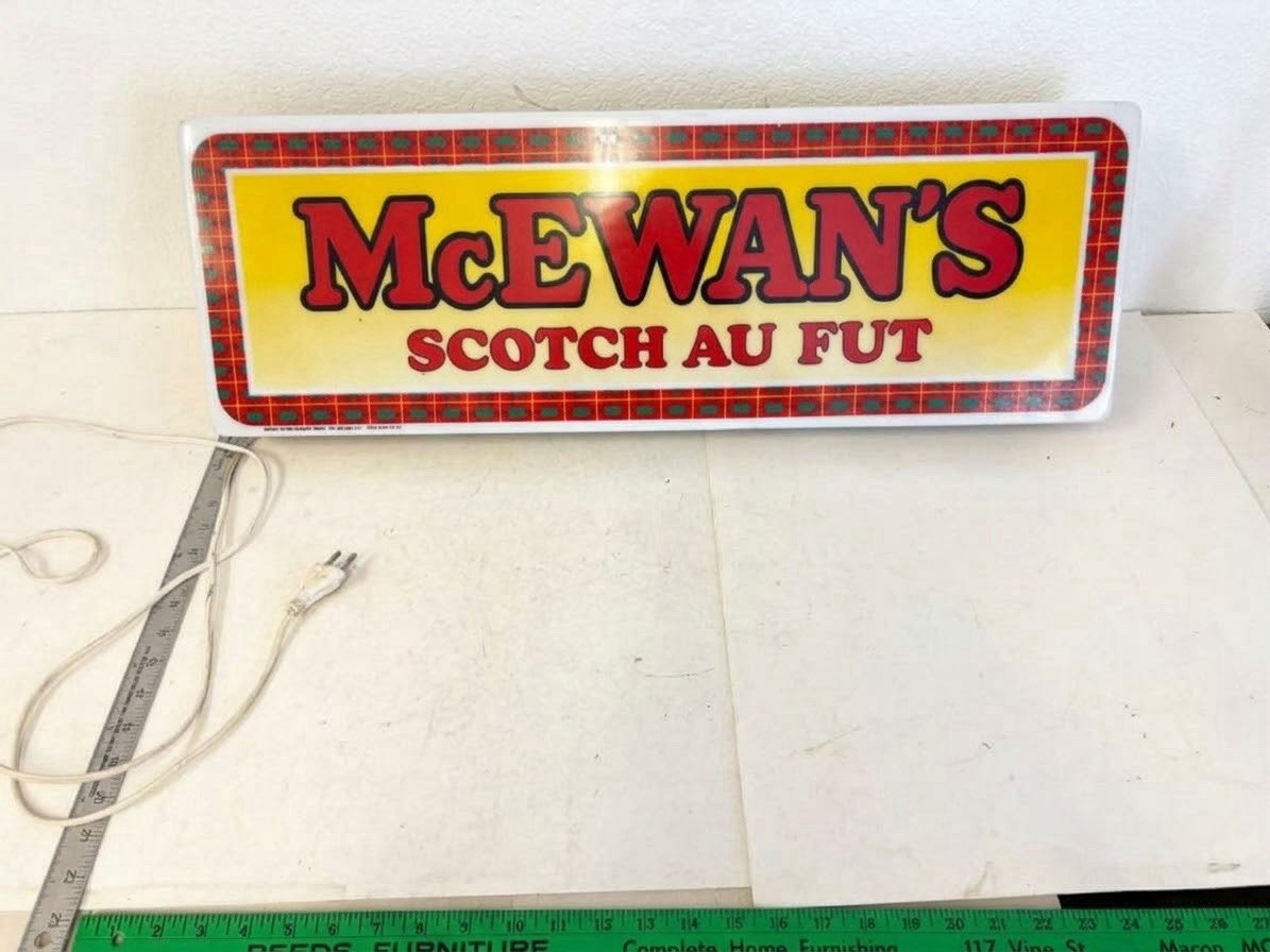 RARE Vintage McEwans Scotch Au Fut Lighted Beer Pub Bar Sign 29" x 9.5" Decor RARE Vintage McEwans Scotch Au Fut Lighted Beer Pub Bar Sign 29" x 9.5" Decor