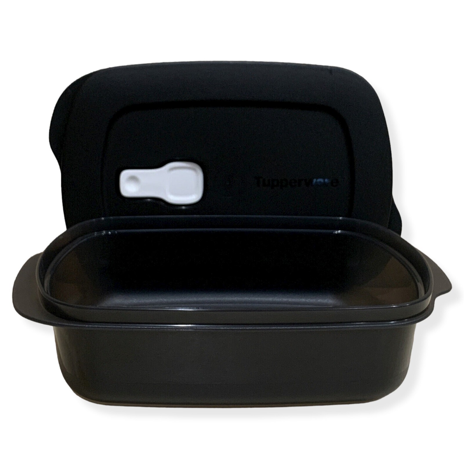 Tupperware Crystalwave Plus Microwave Rectangular Dish Black NEW