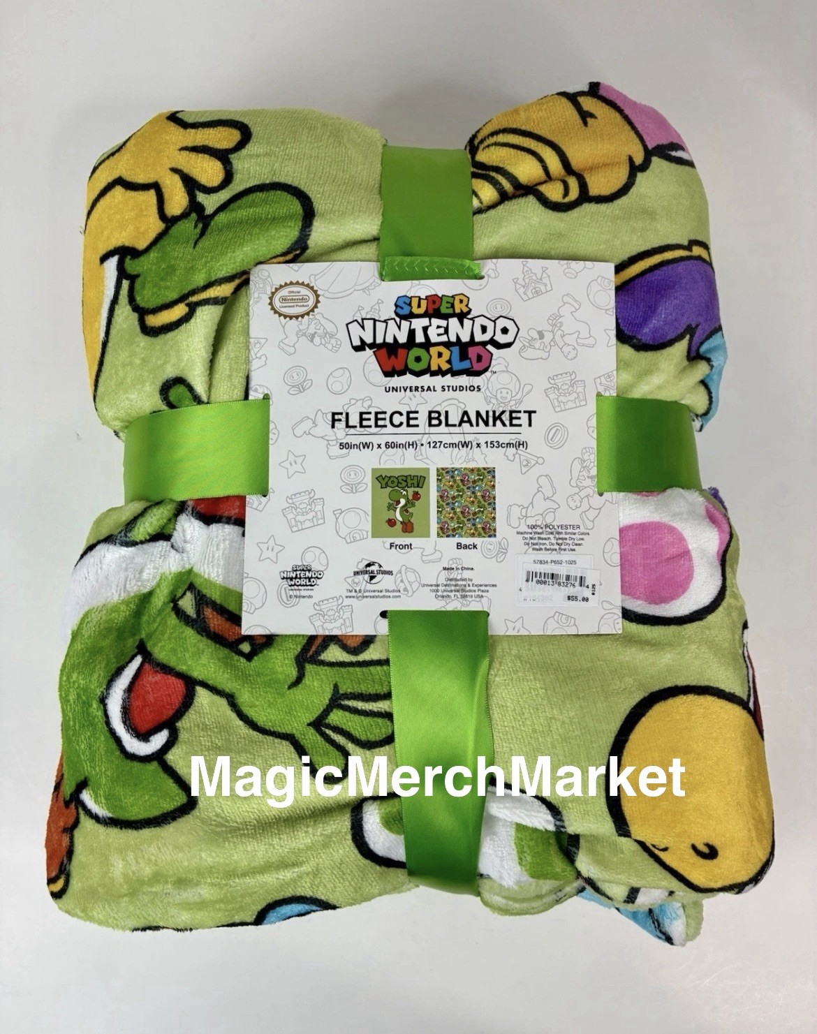 Universal Studios Super Nintendo World Yoshi Fleece Blanket 50x60 Universal Studios Super Nintendo World Yoshi Fleece Blanket 50x60