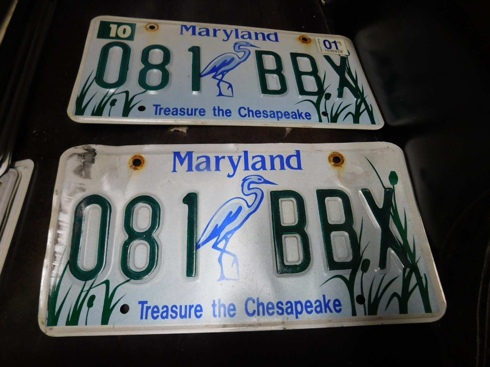 Chesapeake Bay Maryland Expired License Plates MD Tags Pair 081 BBX 2001 Chesapeake Bay Maryland Expired License Plates MD Tags Pair 081 BBX 2001