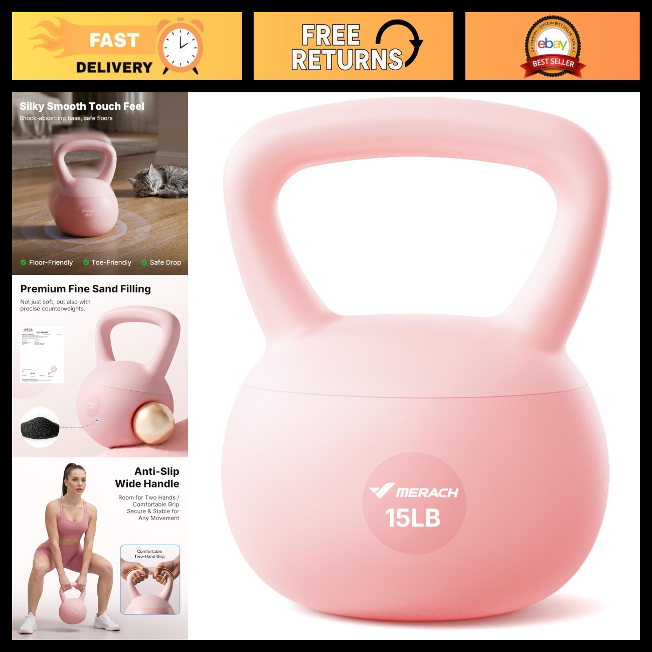 MERACH Soft Kettlebells 15/25 LB Shock-Absorbing Cushioned Base Anti-Slip MERACH Soft Kettlebells 15/25 LB Shock-Absorbing Cushioned Base Anti-Slip