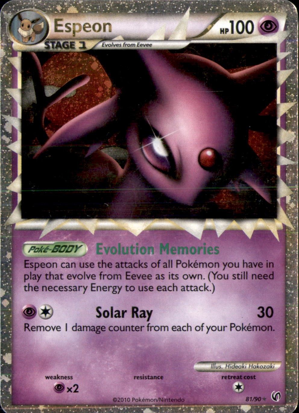 Espeon (Prime) 81/90 Ultra Rare Undaunted Pokemon Holo - HEAVILY PLAYED Espeon (Prime) 81/90 Ultra Rare Undaunted Pokemon Holo - HEAVILY PLAYED