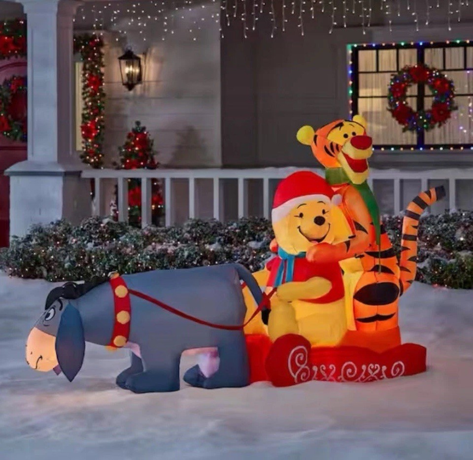 Disney 7.5' LED EEYORE PULLING WINNIE & TIGGER SLEIGH CHRISTMAS INFLATABLE New Disney 7.5' LED EEYORE PULLING WINNIE & TIGGER SLEIGH CHRISTMAS INFLATABLE New