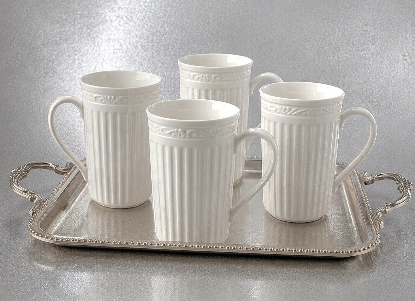 Mikasa Italian Countryside DD900-Set Of 4. 12oz.Cappuccino Mug (Ribbed, Pattern Mikasa Italian Countryside DD900-Set Of 4. 12oz.Cappuccino Mug (Ribbed, Pattern