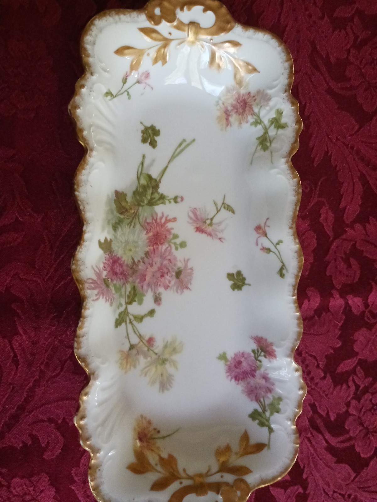 Antique French Limoges Porcelain Hand-Painted Tray