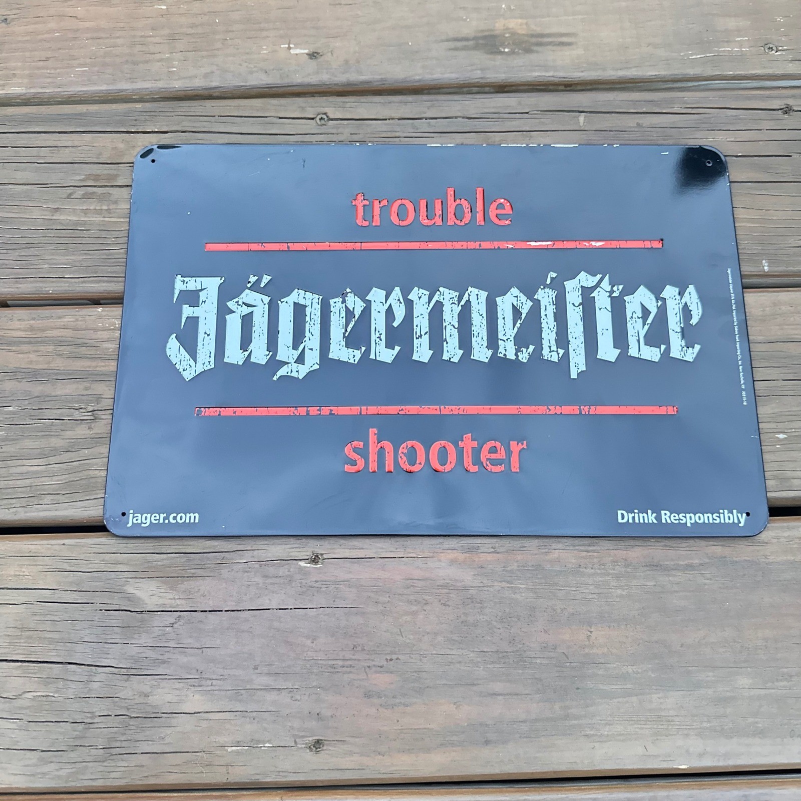 NOS Jagermeister Trouble Shooter Metal Tin Sign Embossed Bar Decor 16x10.5 Black NOS Jagermeister Trouble Shooter Metal Tin Sign Embossed Bar Decor 16x10.5 Black