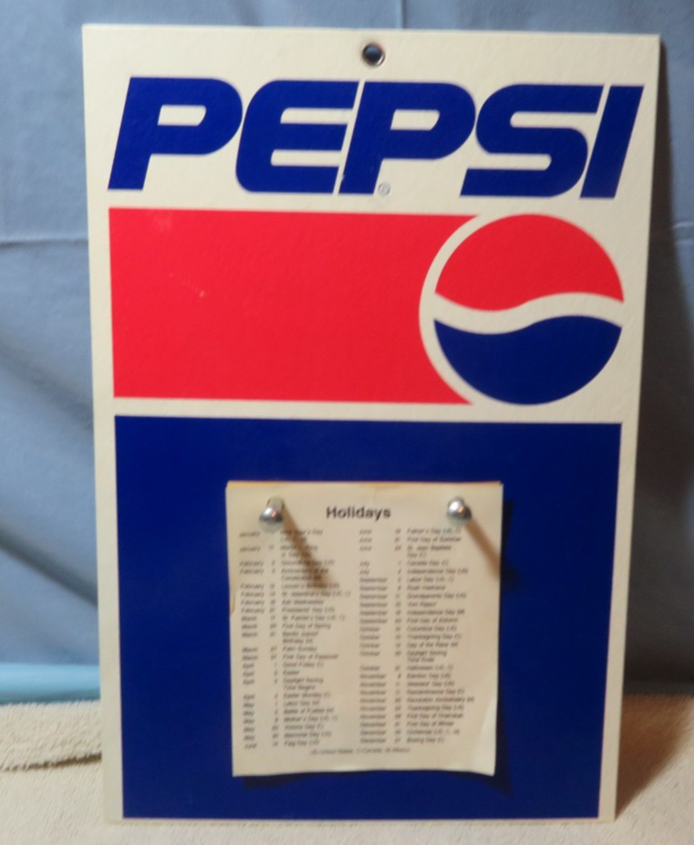 PEPSI-COLA Bottling Co. Wall Calendar cardboard Advertising