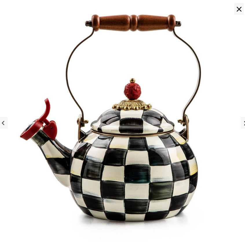 MACKENZIE CHILDS Courtly Check Whistling Tea Kettle NEW MACKENZIE CHILDS Courtly Check Whistling Tea Kettle NEW