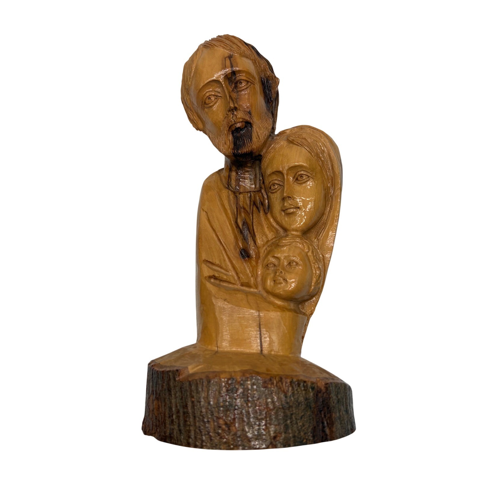 Vintage 1988 Bethlehem Olive Wood Hand Carved Holy Family Statue 9.5in Signed Vintage 1988 Bethlehem Olive Wood Hand Carved Holy Family Statue 9.5in Signed