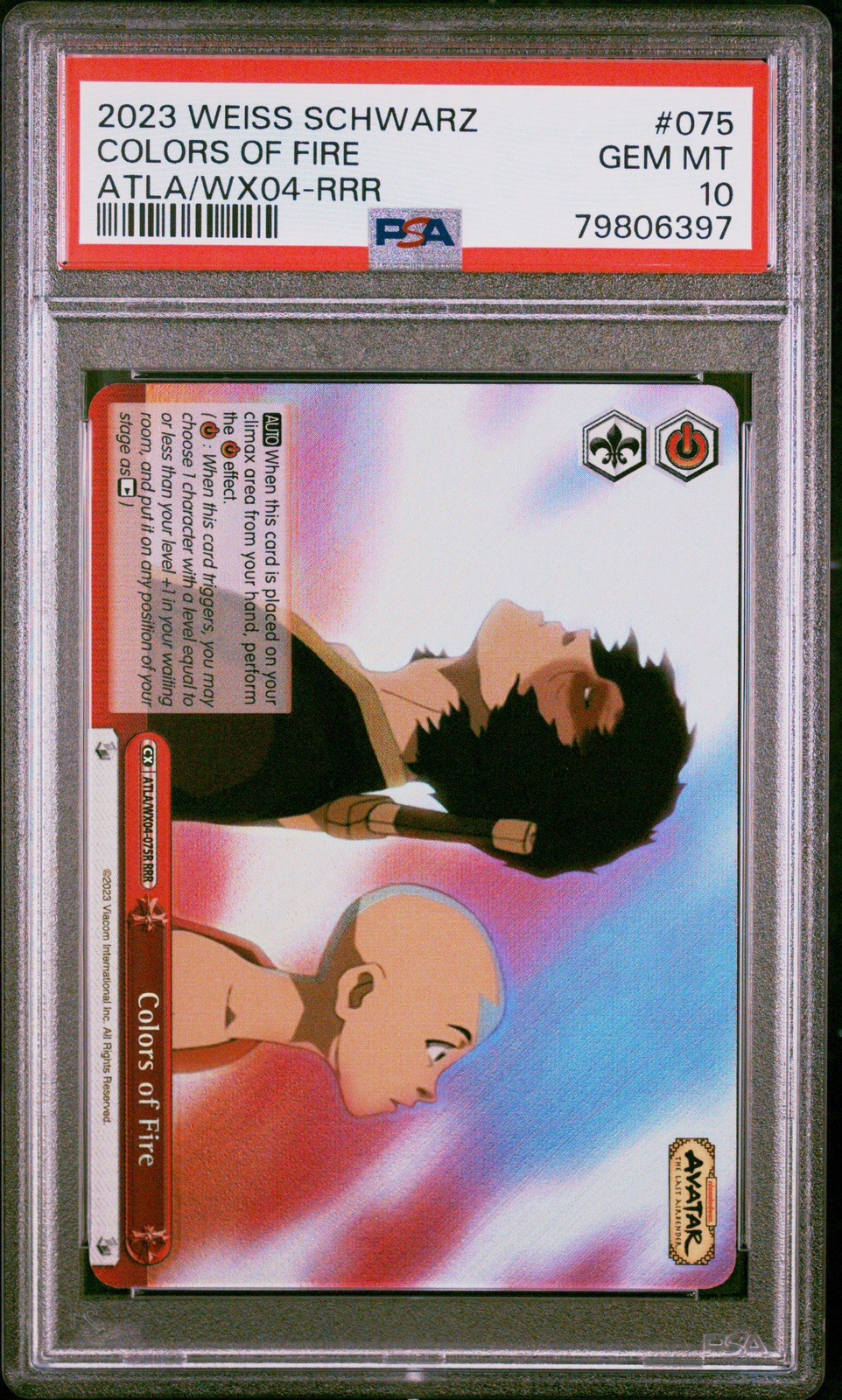 2023 Weiss Schwartz Avatar The Last Airbender Colors Of Fire RRR PSA 10