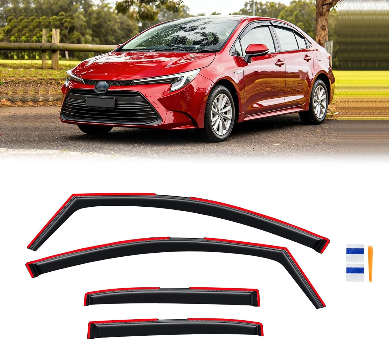 In-Channel Rain Guards for 2020-2026 Toyota Corolla Sedan, Window Visor Shields In-Channel Rain Guards for 2020-2026 Toyota Corolla Sedan, Window Visor Shields