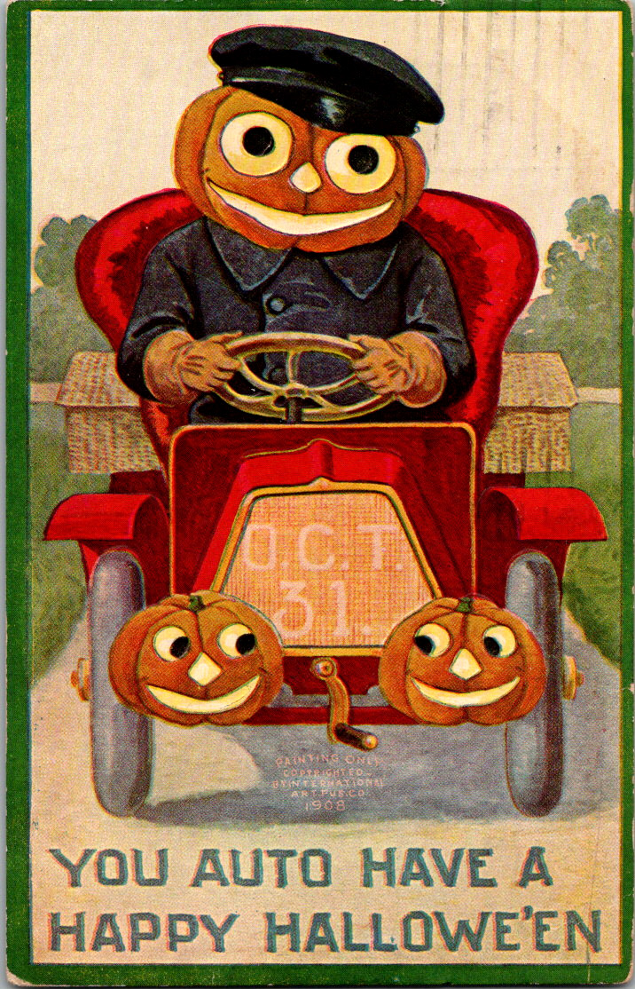 Antique   Postcard ~You Auto Have a Happy Halloween JOL ~ Mailed 1908