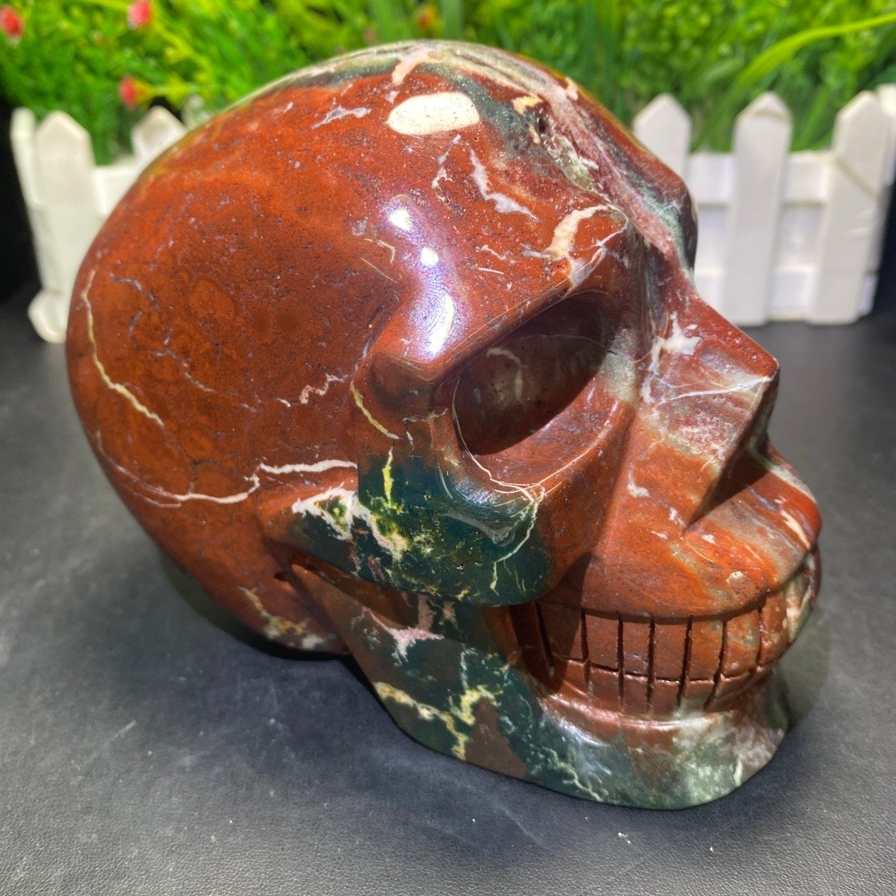 4.3LB 5.5"Natural A+Ocean Jasper Skull Statue Crystal Carving Reiki Energy Decor 4.3LB 5.5"Natural A+Ocean Jasper Skull Statue Crystal Carving Reiki Energy Decor