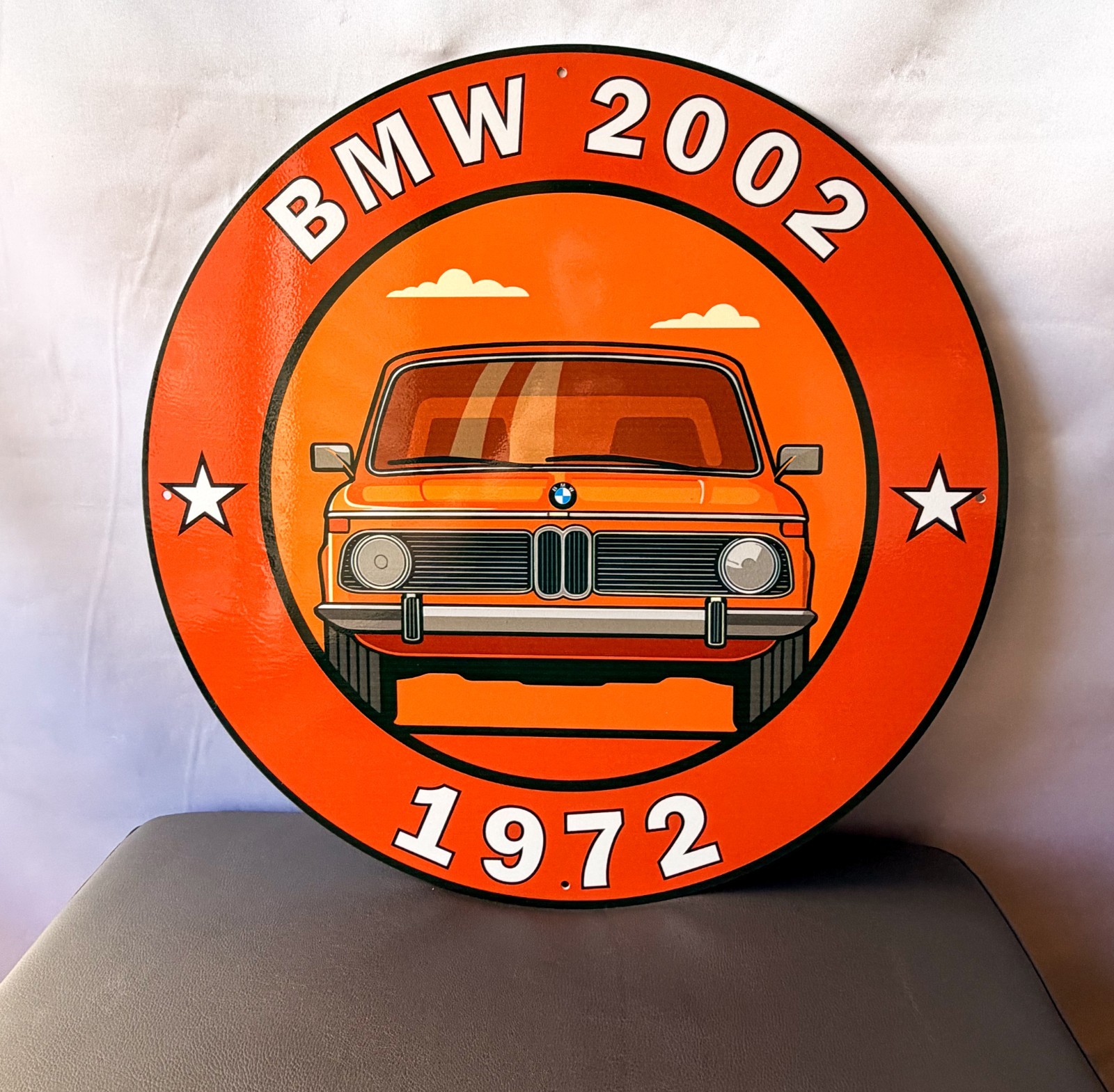 1972 BMW 2002 Bavarian Classic Reborn Heavy Metal Sign XL - 19.7" (50cm) 1972 BMW 2002 Bavarian Classic Reborn Heavy Metal Sign XL - 19.7" (50cm)