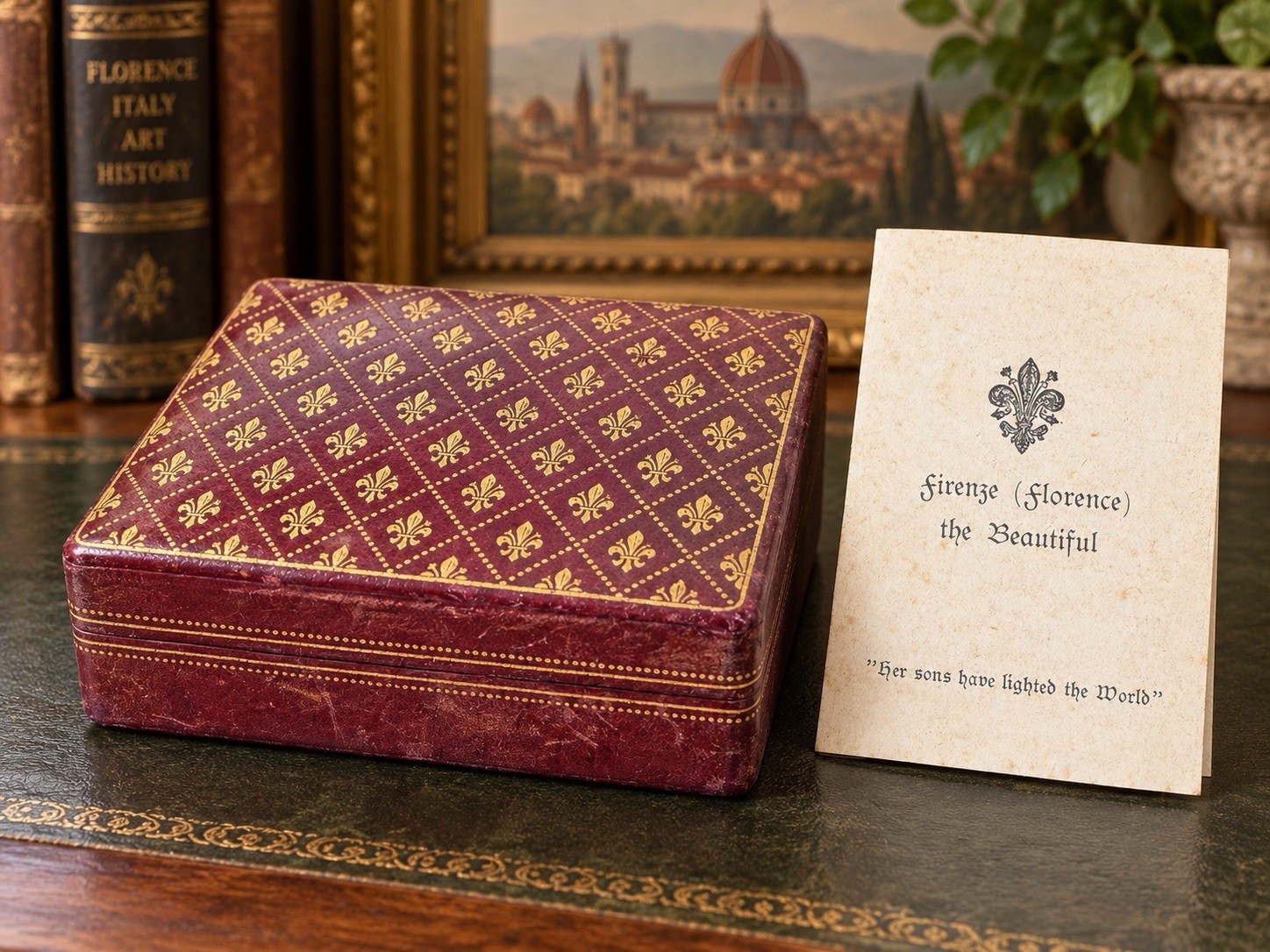 Vintage 1950s Florentine Leather Cigarette Box 24K Gold Leaf Italy w/Insert Vintage 1950s Florentine Leather Cigarette Box 24K Gold Leaf Italy w/Insert
