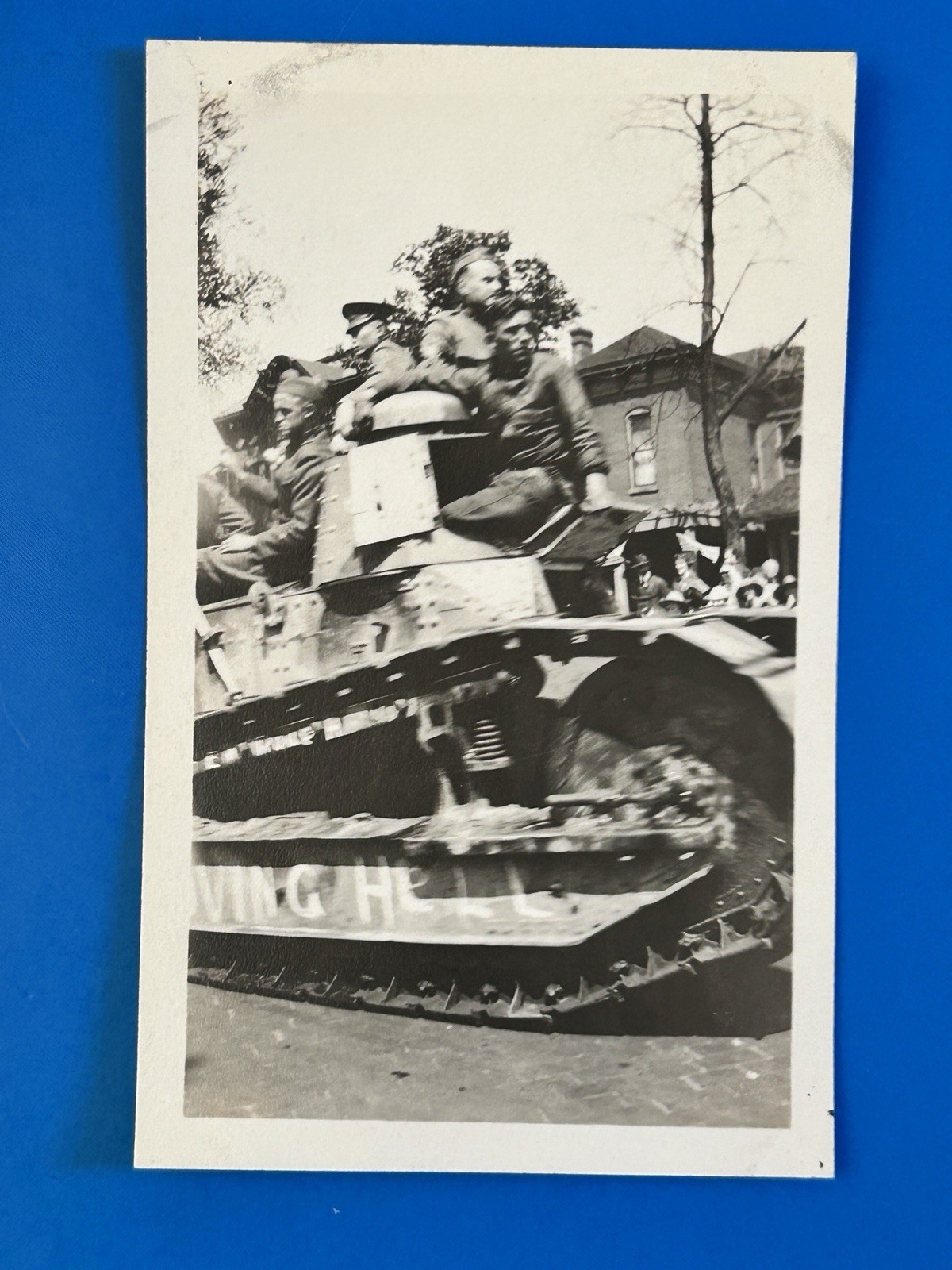 Vintage WWI US Army M1917 Light Tank Photo "Raising Hell" Parade Renault FT