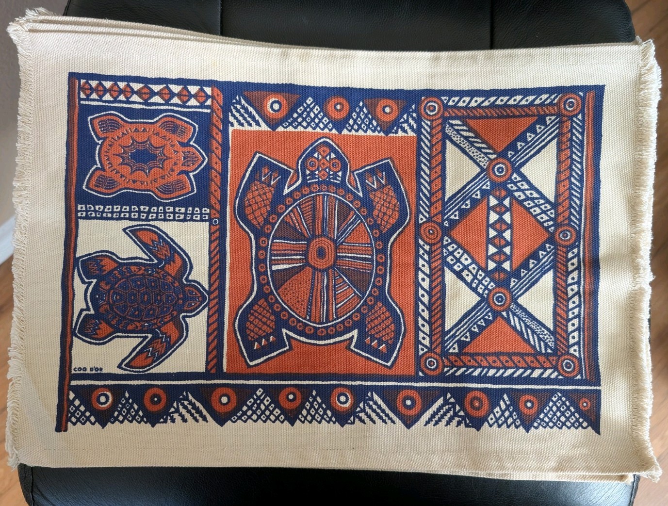 Vintage Coq d'Or Polynesian Canvas Placemats Set of 8 Turtle Honu Tiki MCM Art Vintage Coq d'Or Polynesian Canvas Placemats Set of 8 Turtle Honu Tiki MCM Art