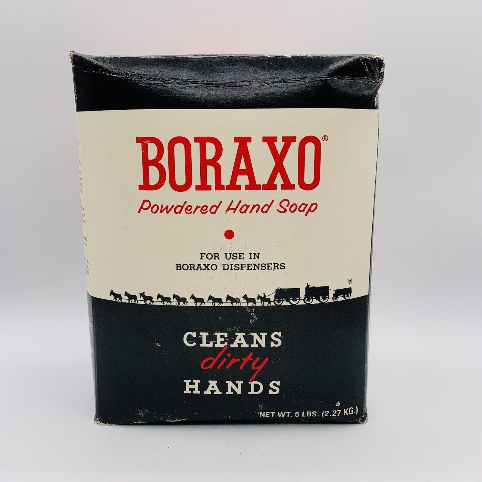 VTG 1940s or 1950s Boraxo Powdered Hand Soap 5 LB Box NOS 20 Mule Team US Borax
